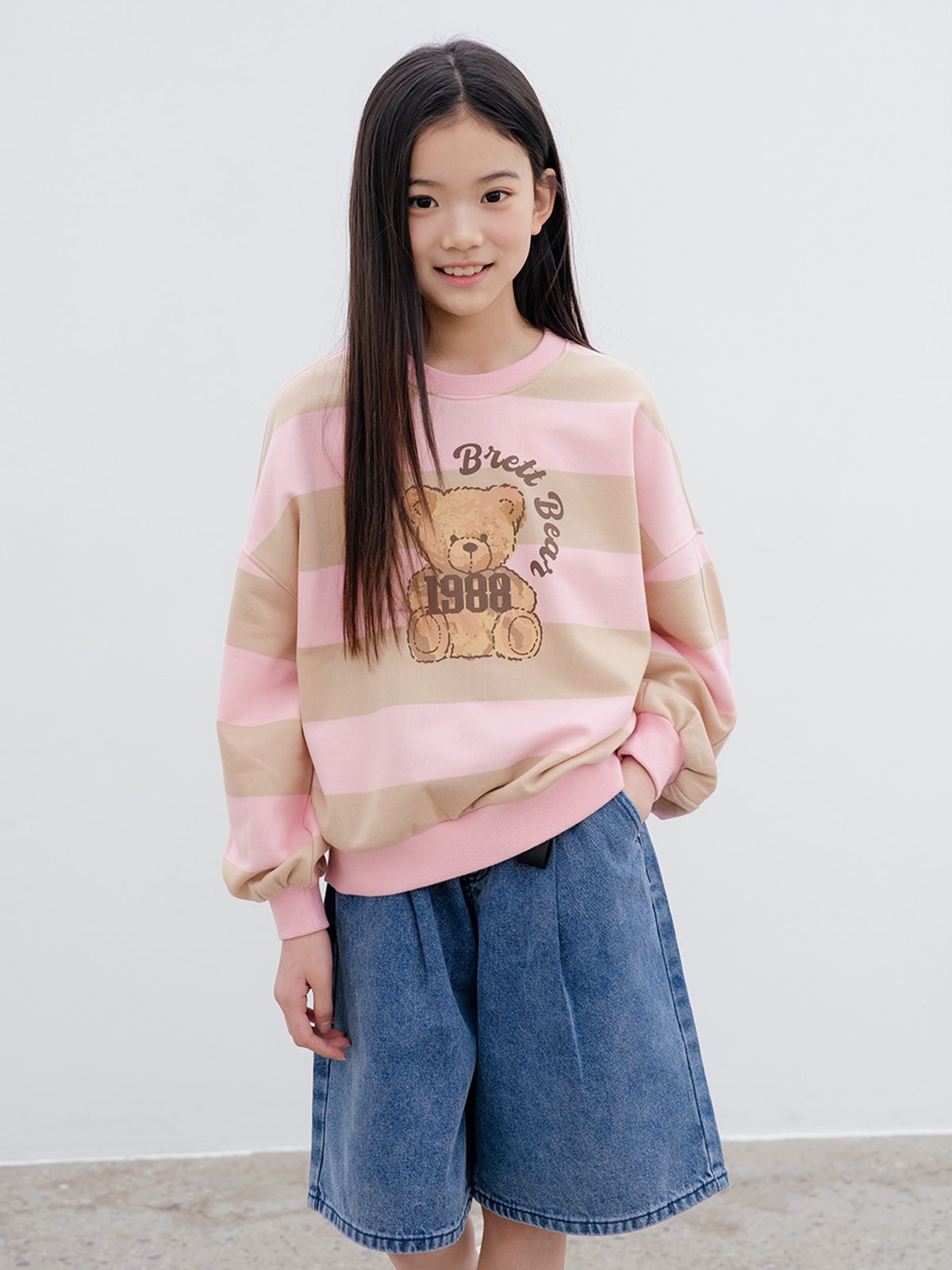 브렛테일러(BRETTAILOR) 뮤트 핑크 브렛베어 스웻셔츠