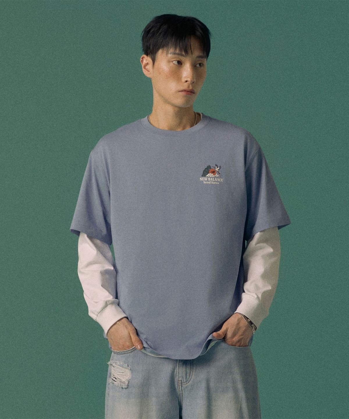 뉴발란스(NEW BALANCE) NBNEG3A063 / UNI NB 서울 타이거 2.0 반팔티 (L/BLUE)