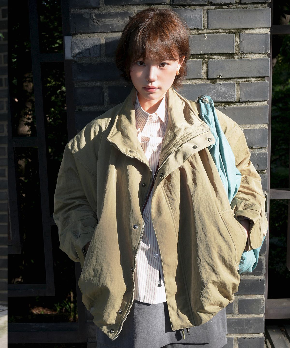 제너럴아이디어(GENERALIDEA) UNISEX 볼륨 블루종 봄버 점퍼 [LIGHT KHAKI] / GF1UJP005
