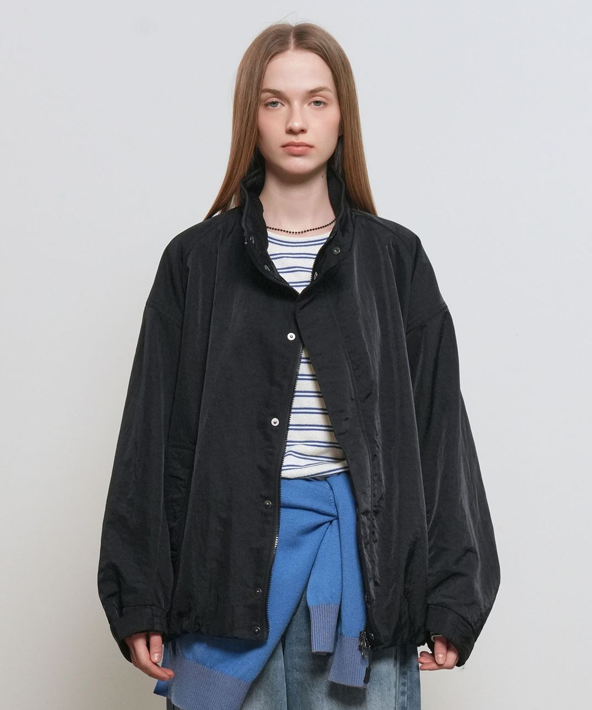 제너럴아이디어(GENERALIDEA) UNISEX 볼륨 블루종 봄버 점퍼 [BLACK] / GF1UJP005