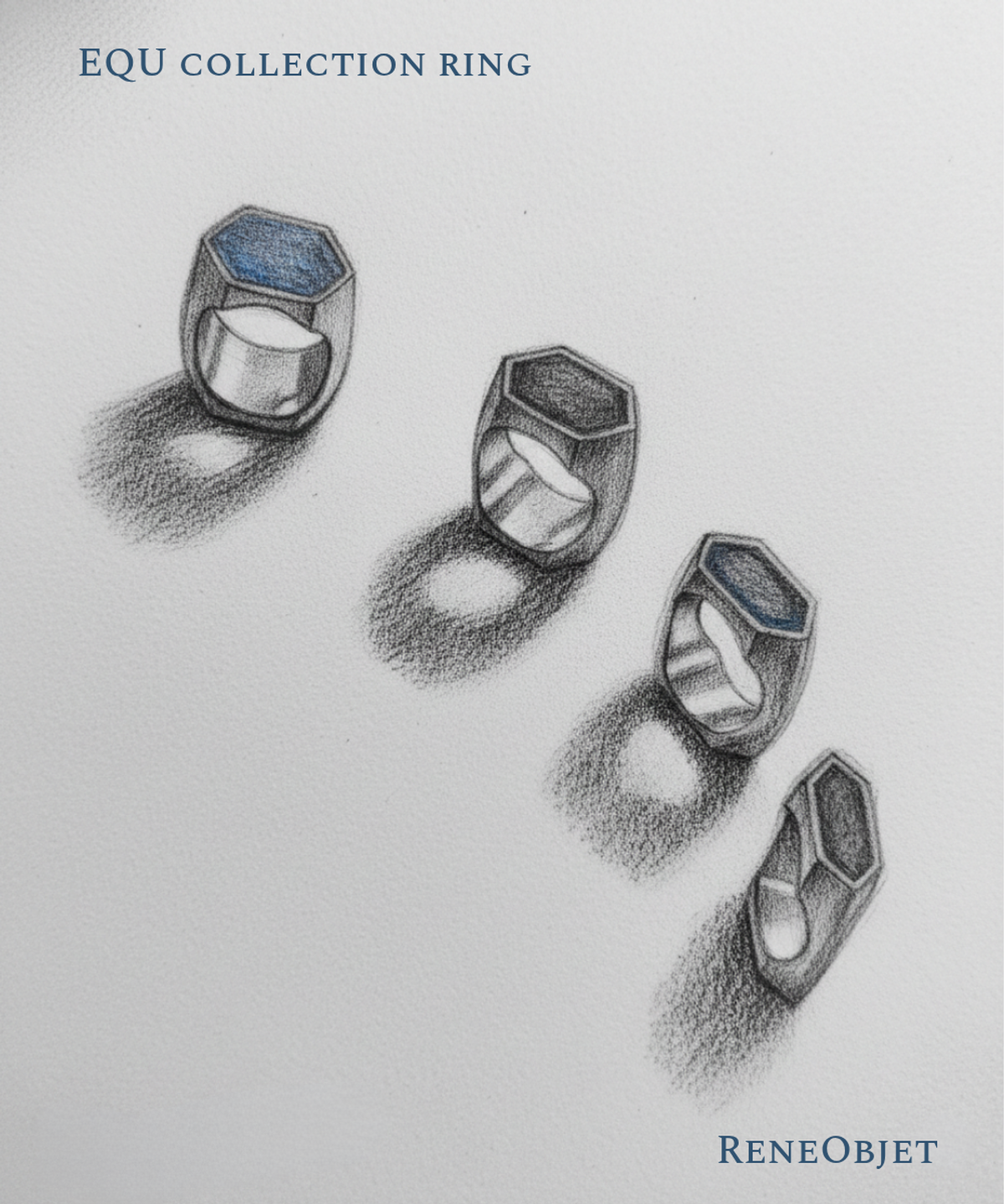 르네오브제(RENEOBJET) EQU  HEX RING [STERLING SILVER] 미니멀 925 실버 링 볼드 포인트 스톤 반지
