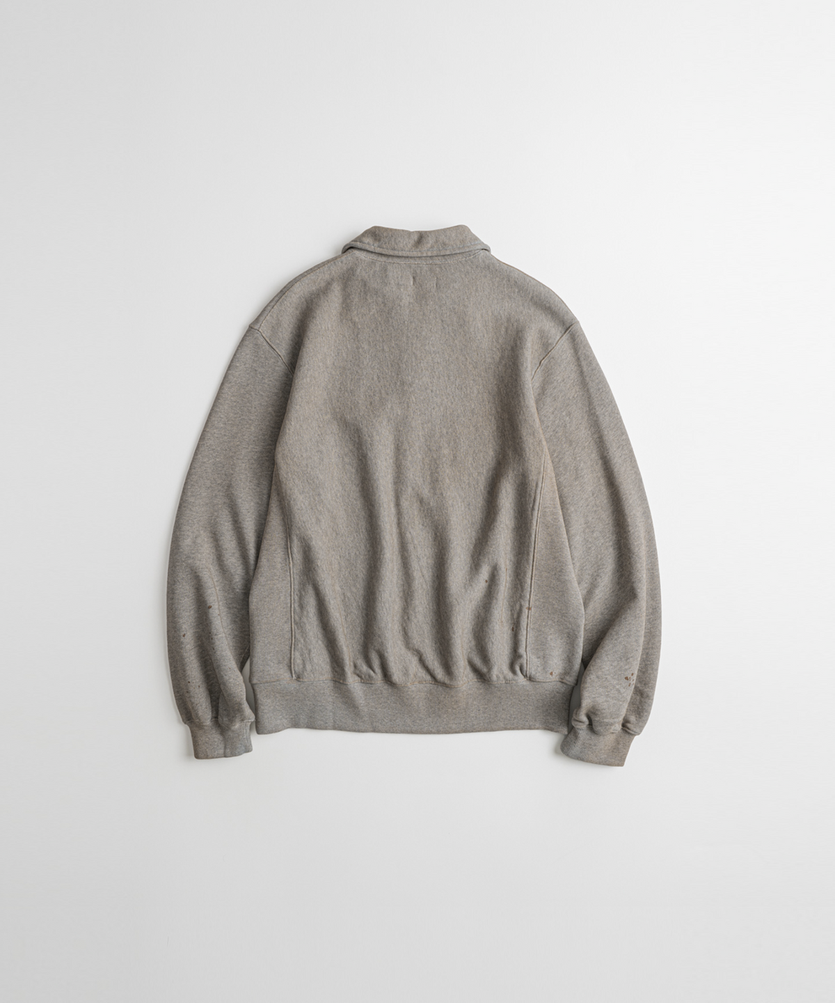비헤비어(BEHEAVYER) DISTRESSED QUARTER ZIP SWEAT dust grey