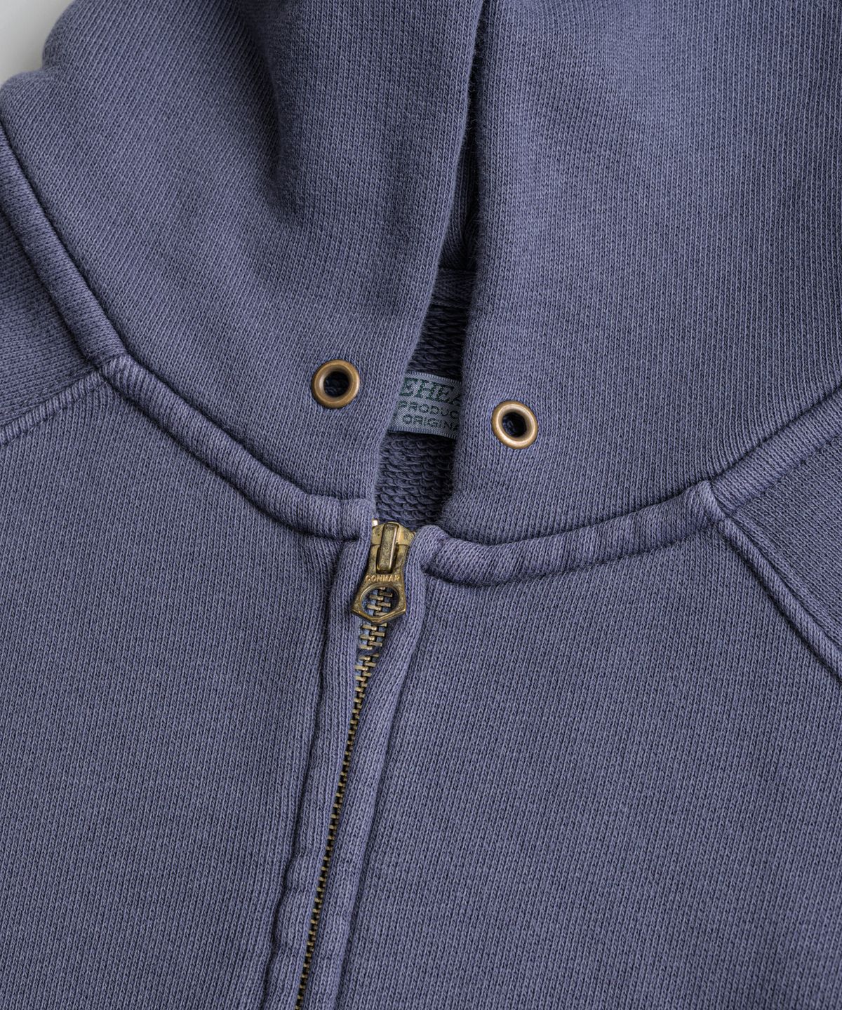 비헤비어(BEHEAVYER) DISTRESSED GLOVE FULL ZIP PARKA purple navy
