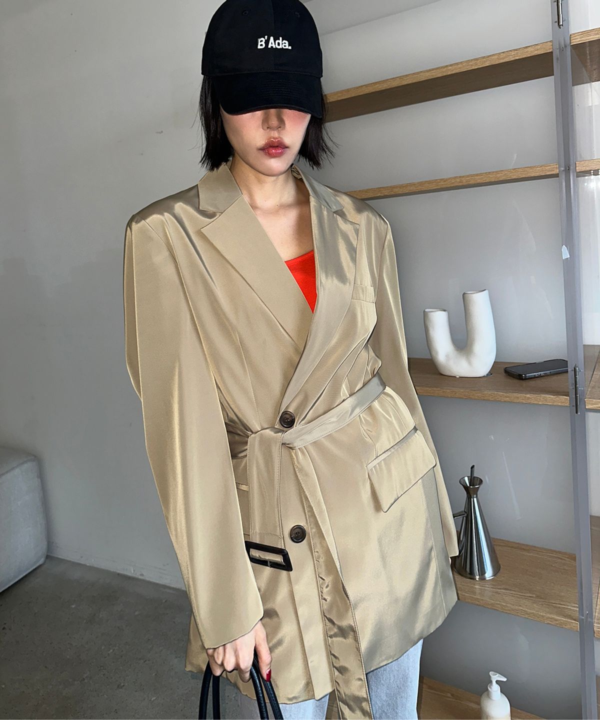 러벤티나(LOVENTINA) 트렌치 벨트 자켓_베이지