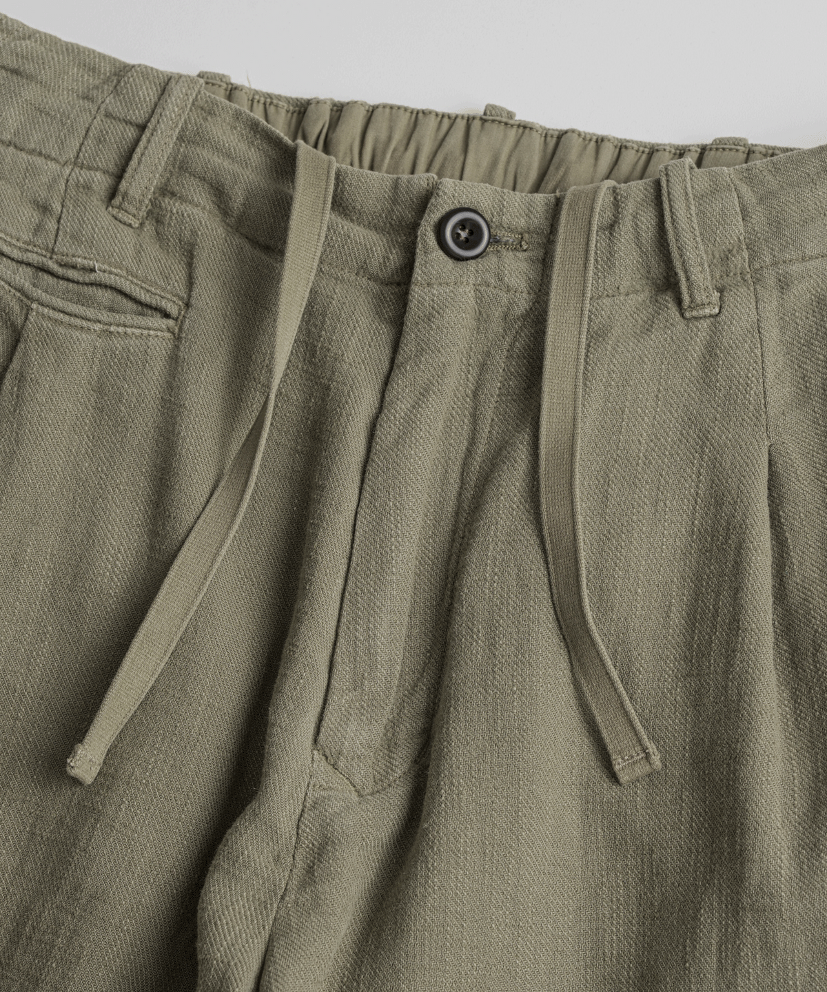 비헤비어(BEHEAVYER) DYED SLUB R/C EASY TROUSERS khaki