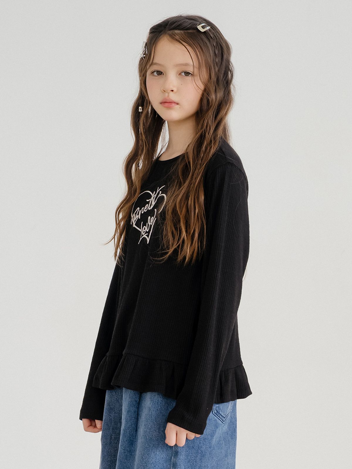 브렛테일러(BRETTAILOR) 스너그 프릴 롱슬리브(블랙)