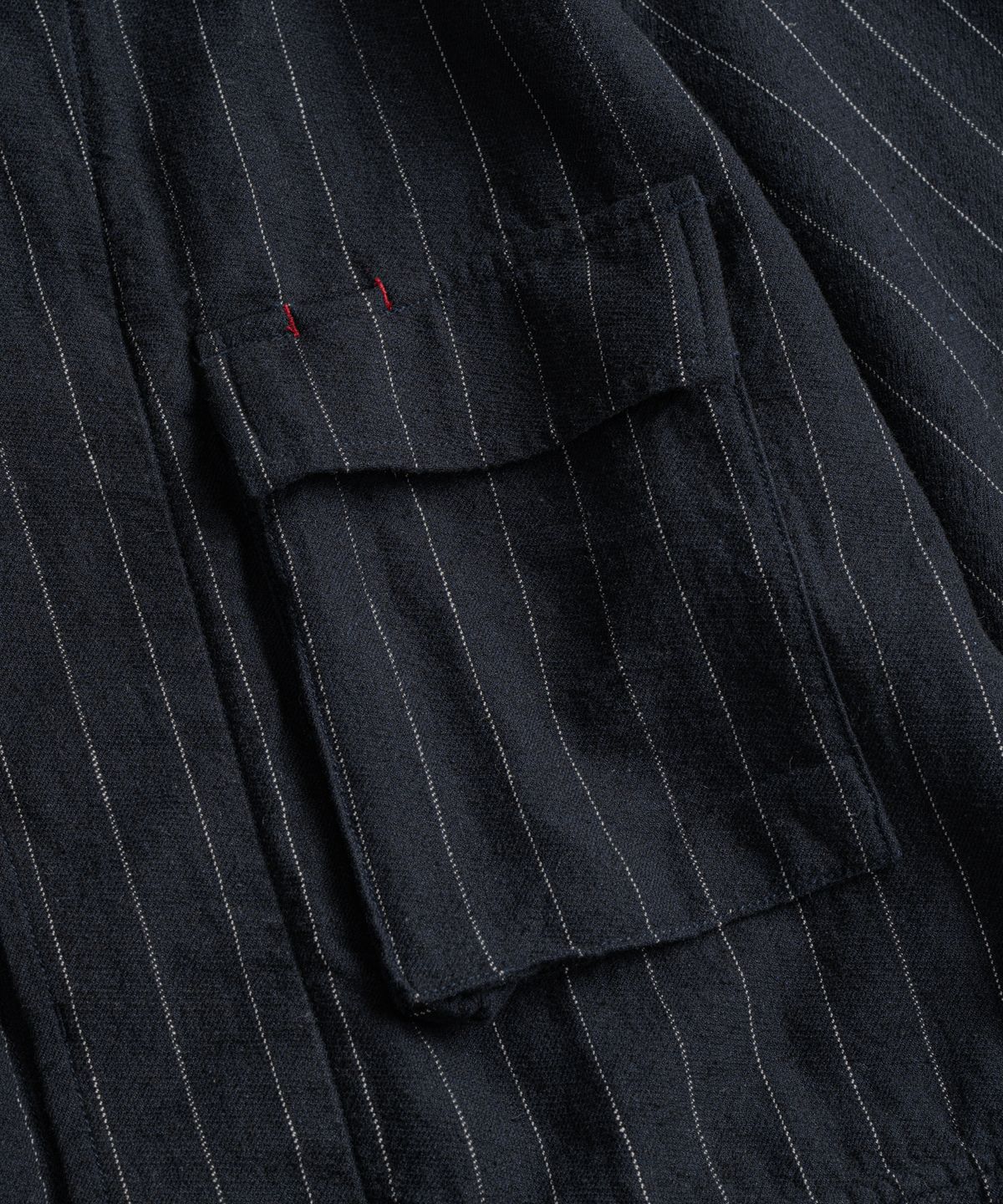 비헤비어(BEHEAVYER) WASHED LINEN BDU JACKET navy stripe