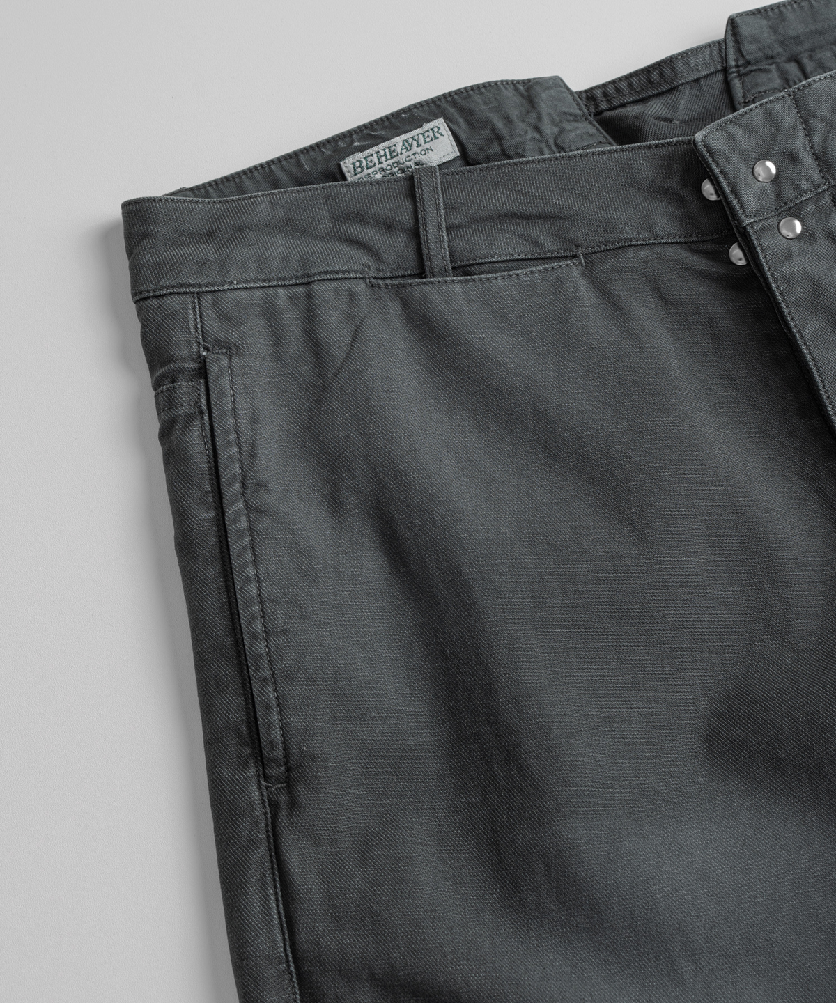 비헤비어(BEHEAVYER) DYED C/L FRENCH TROUSERS faded black