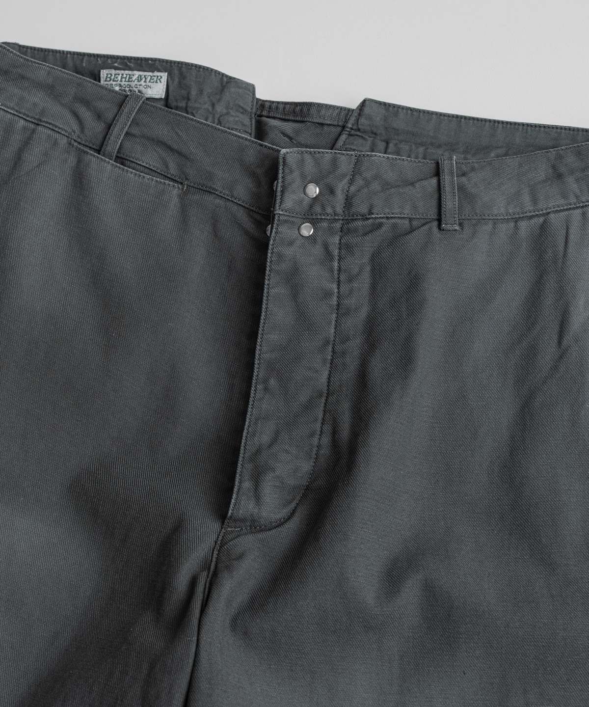 비헤비어(BEHEAVYER) DYED C/L FRENCH TROUSERS faded black