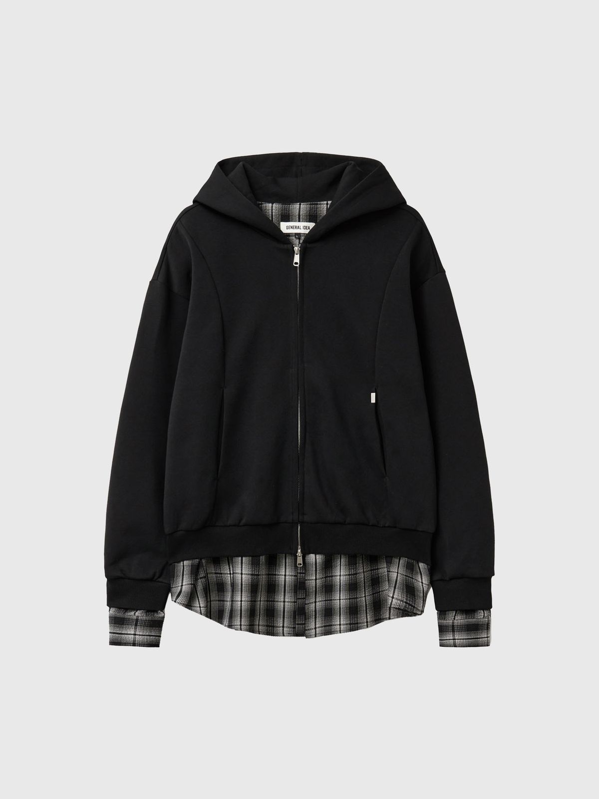 제너럴아이디어(GENERALIDEA) UNISEX 셔츠 레이어드 후드집업 [BLACK] / GF1UJP004