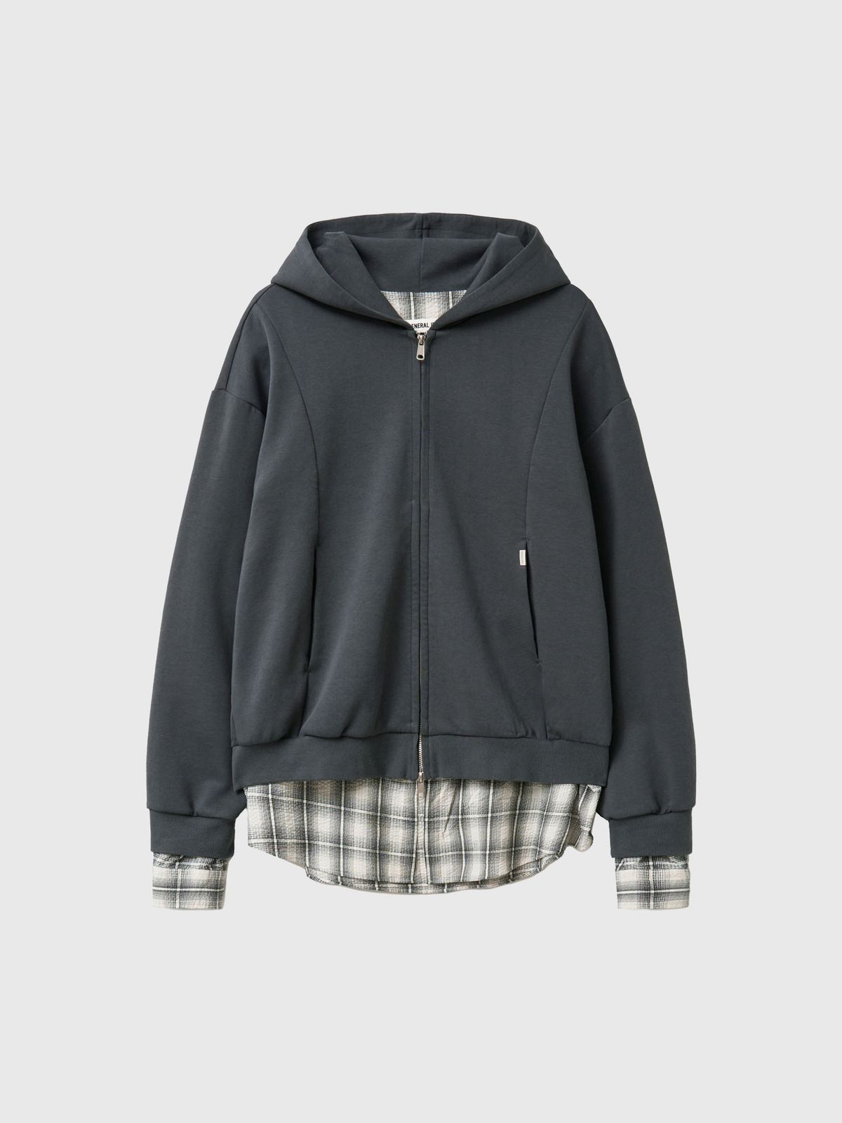 제너럴아이디어(GENERALIDEA) UNISEX 셔츠 레이어드 후드집업 [GREY] / GF1UJP004