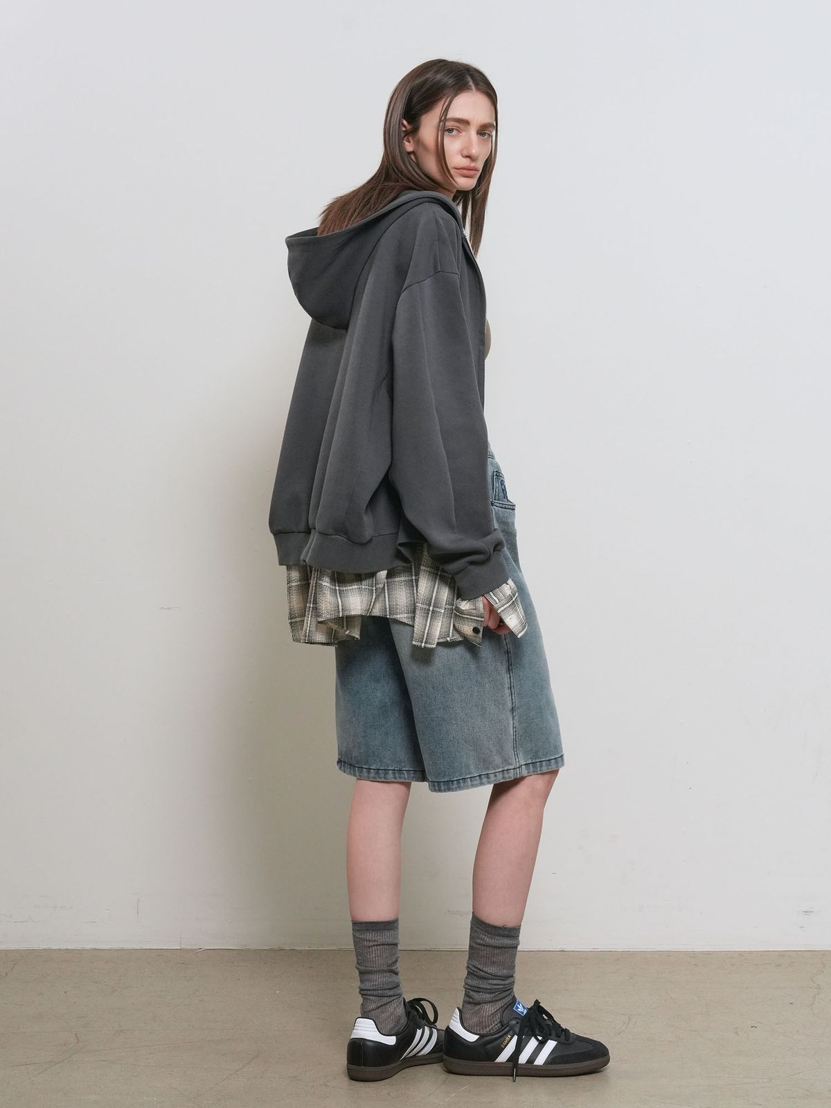 제너럴아이디어(GENERALIDEA) UNISEX 셔츠 레이어드 후드집업 [GREY] / GF1UJP004