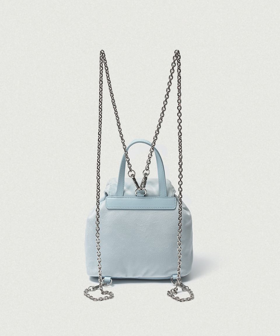 더바넷(THEBARNNET) Mauve Velvet Chain Backpack_Light Blue - 사이즈