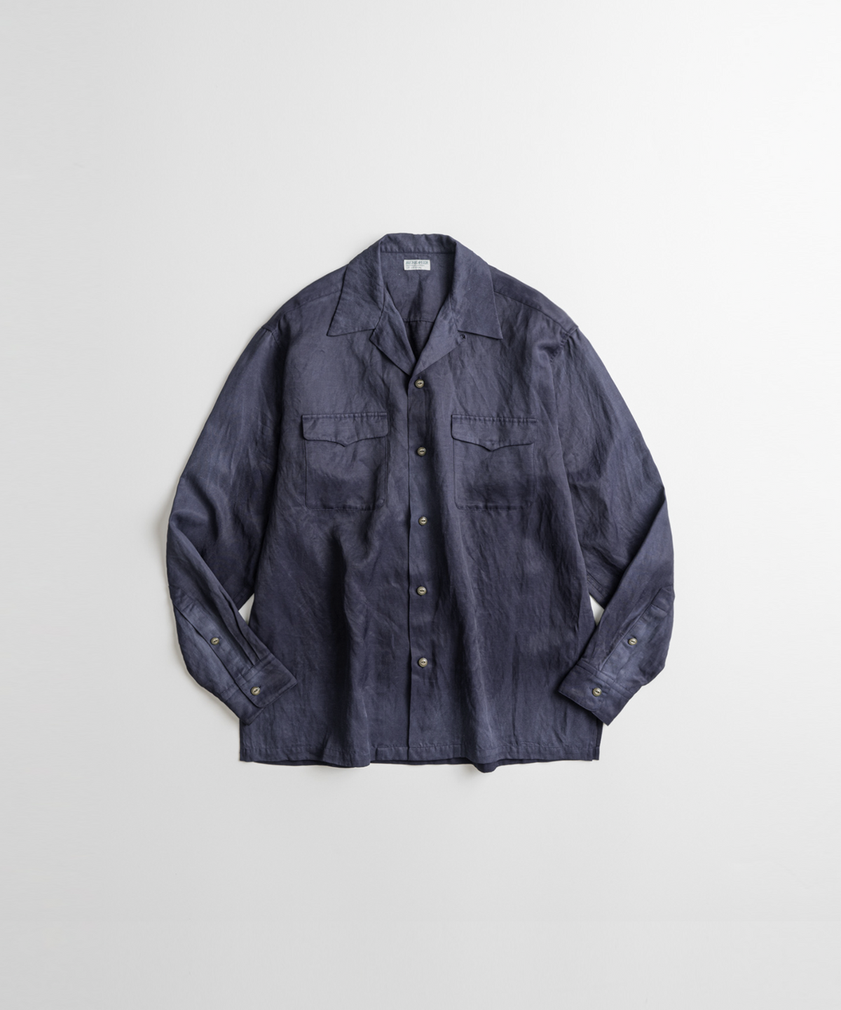 비헤비어(BEHEAVYER) WASHED RAYON CAMP COLLAR SHIRTS washed navy