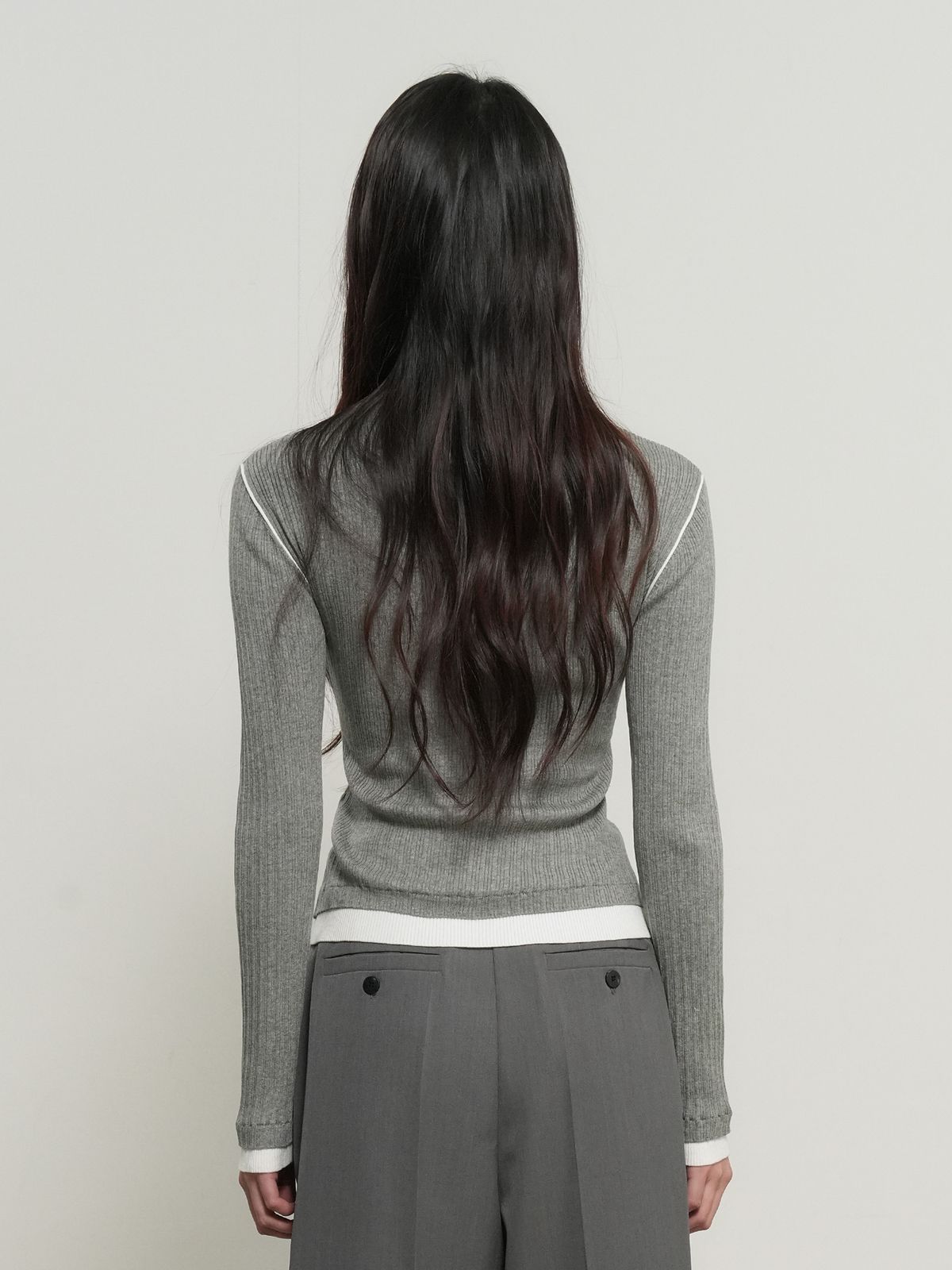 제너럴아이디어(GENERALIDEA) 헨리넥 레이어드 니트 풀오버 [GREY] / GF1LKP507