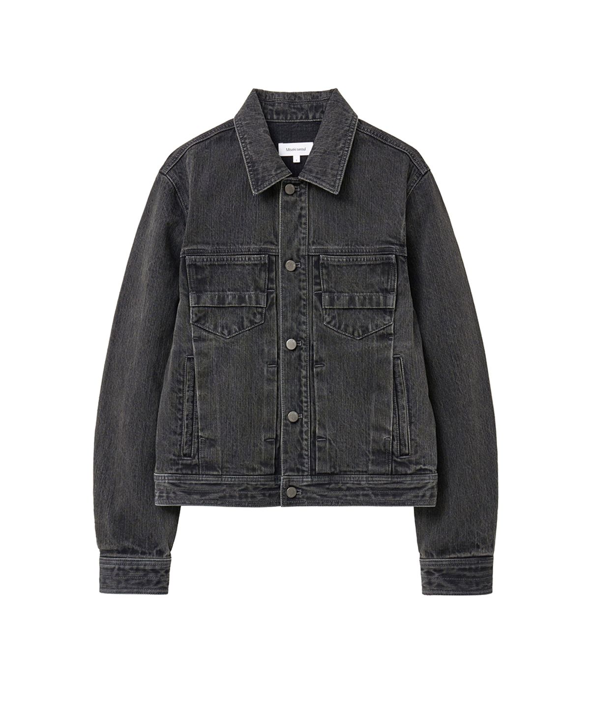 미세키서울 맨(MISEKISEOUL MEN) Pleats denim trucker jacket BLACK