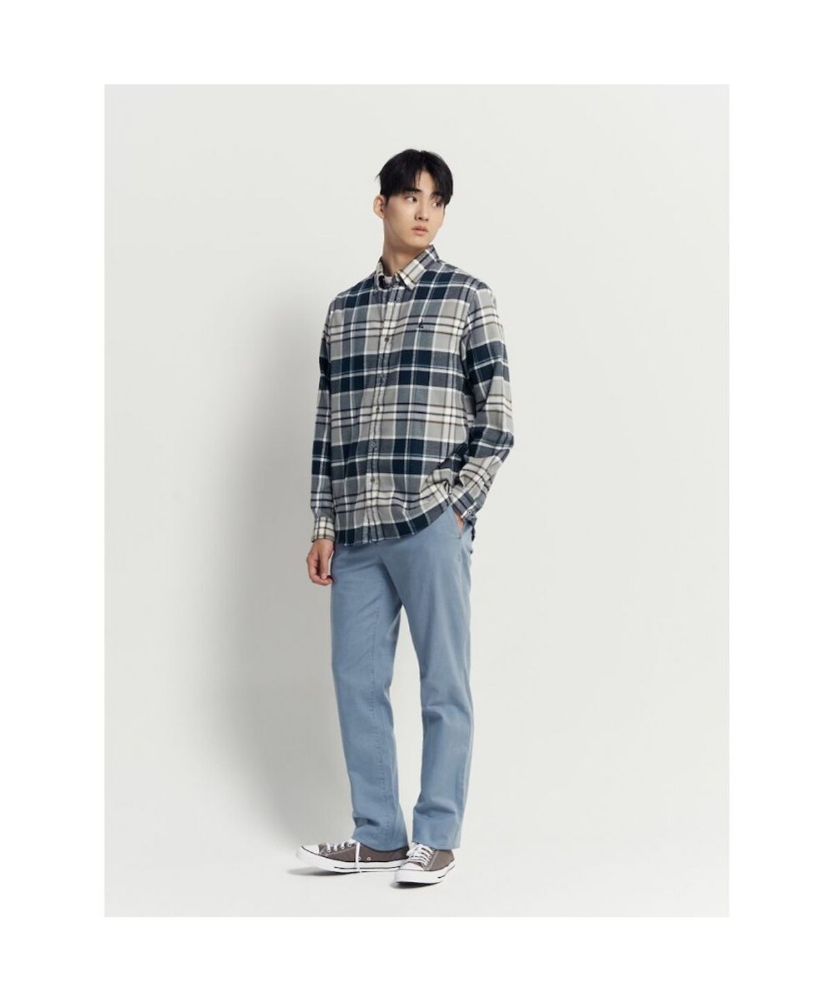빈폴 멘(BEANPOLE MEN) 가먼트 다잉 슬림 팬츠  블루
