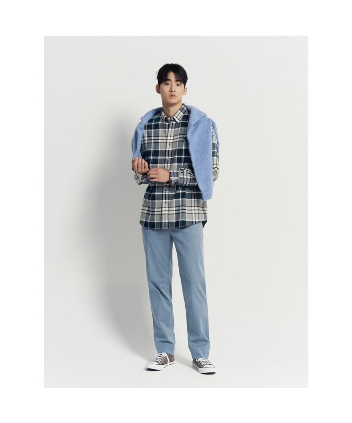 빈폴 멘(BEANPOLE MEN) 가먼트 다잉 슬림 팬츠  블루
