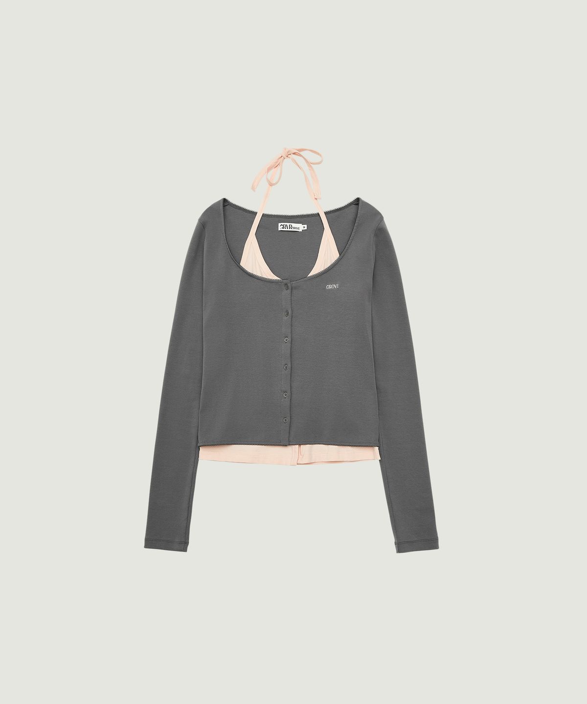그로브(GROVE) MAGARET HALTER CARDIGAN (CHARCOAL)