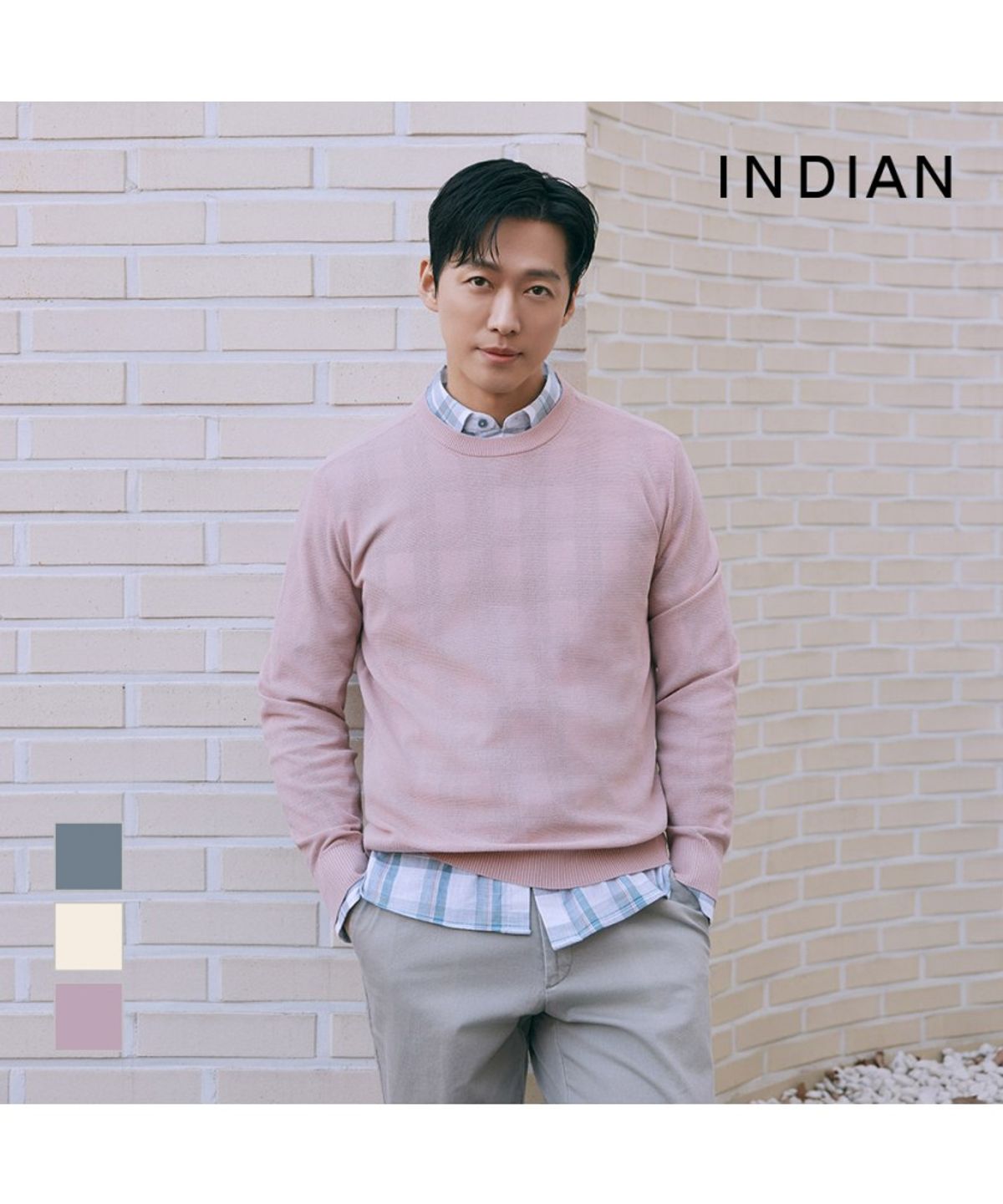 인디안(INDIAN) 조직 솔리드 라운드 니트_MIVBR6S1161