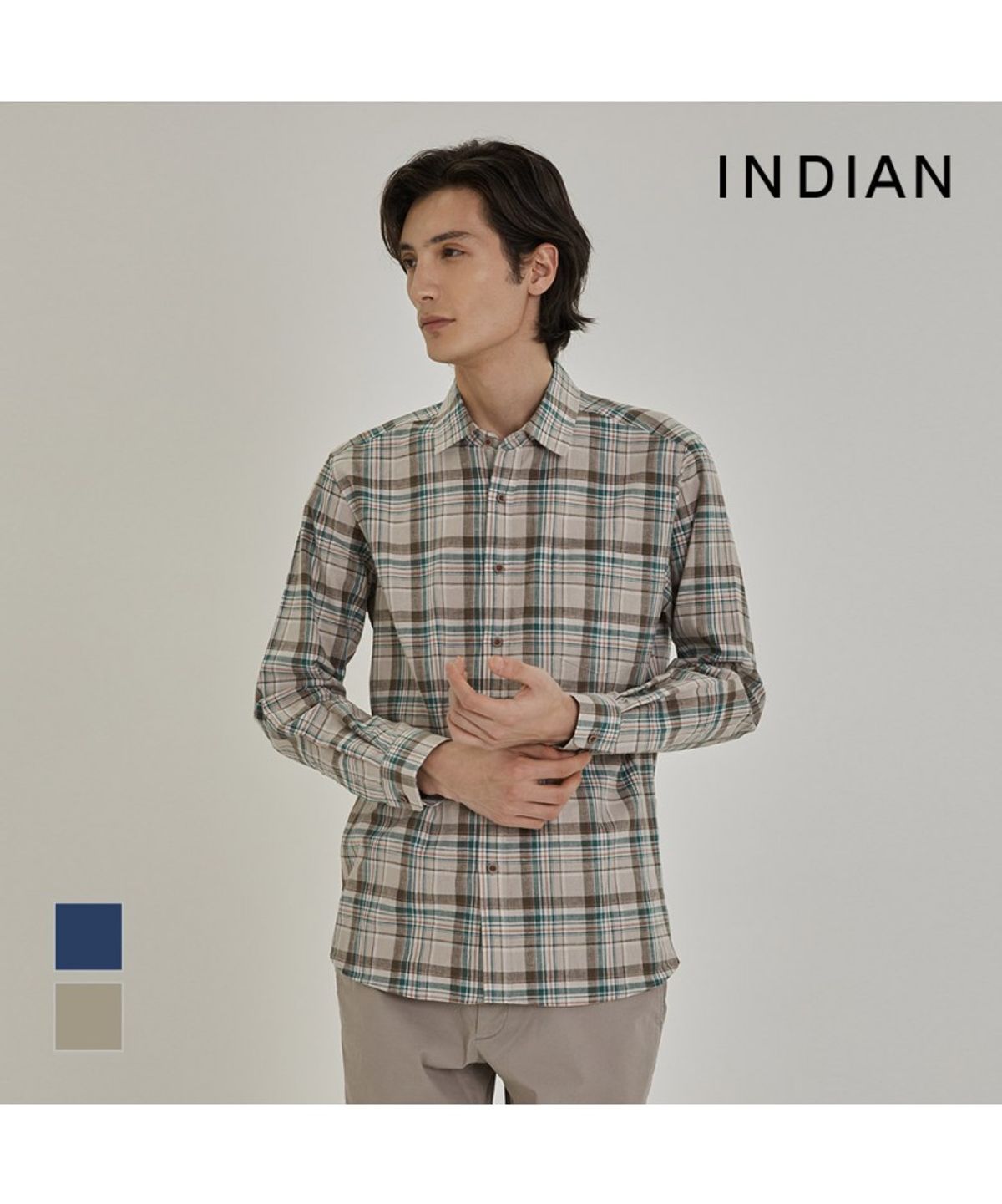 인디안(INDIAN) 린넨 코튼 중체크_MIUNL6S1266