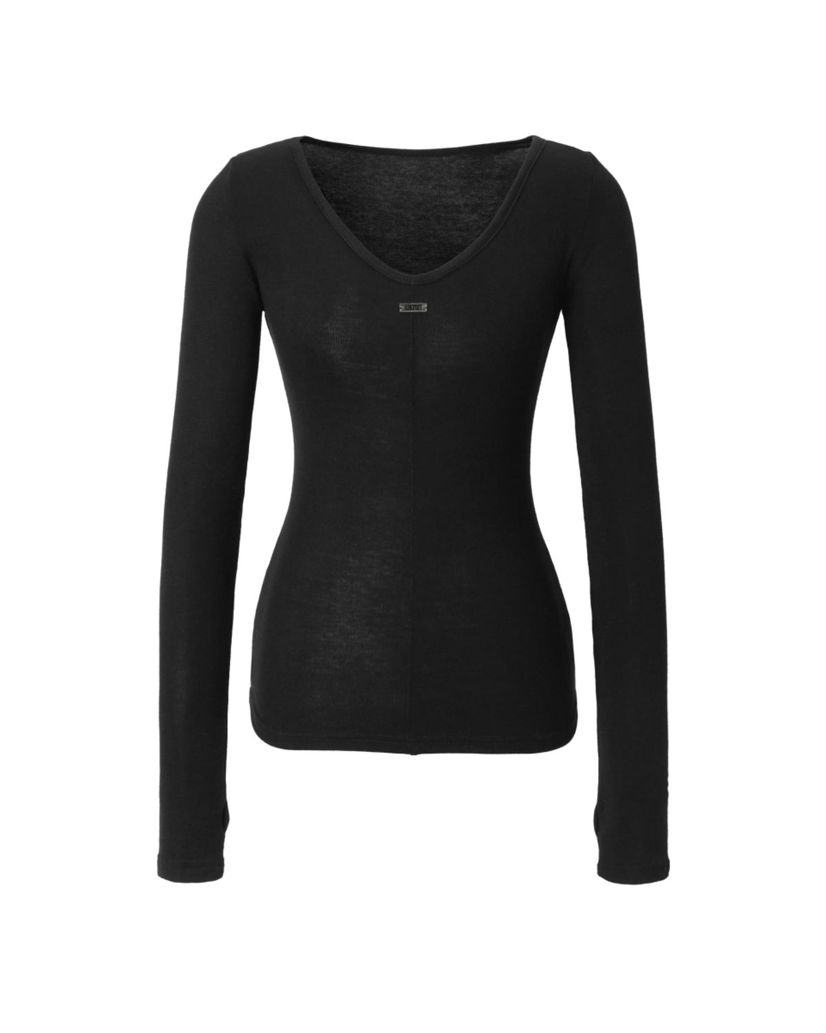 카키포인트(KHAKIPOINT) Sheer V-neck Top (black)