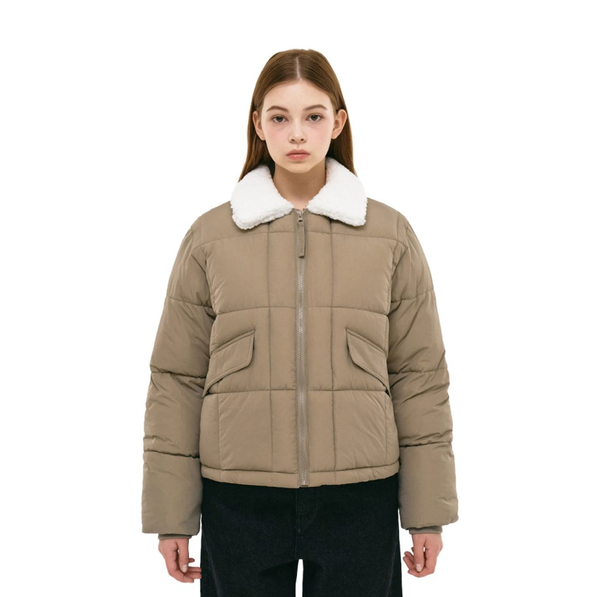 그루브라임(GROOVE RHYME) (W) BOA FUR COLLAR QUILTED PADDING (LRSWCUP911M)