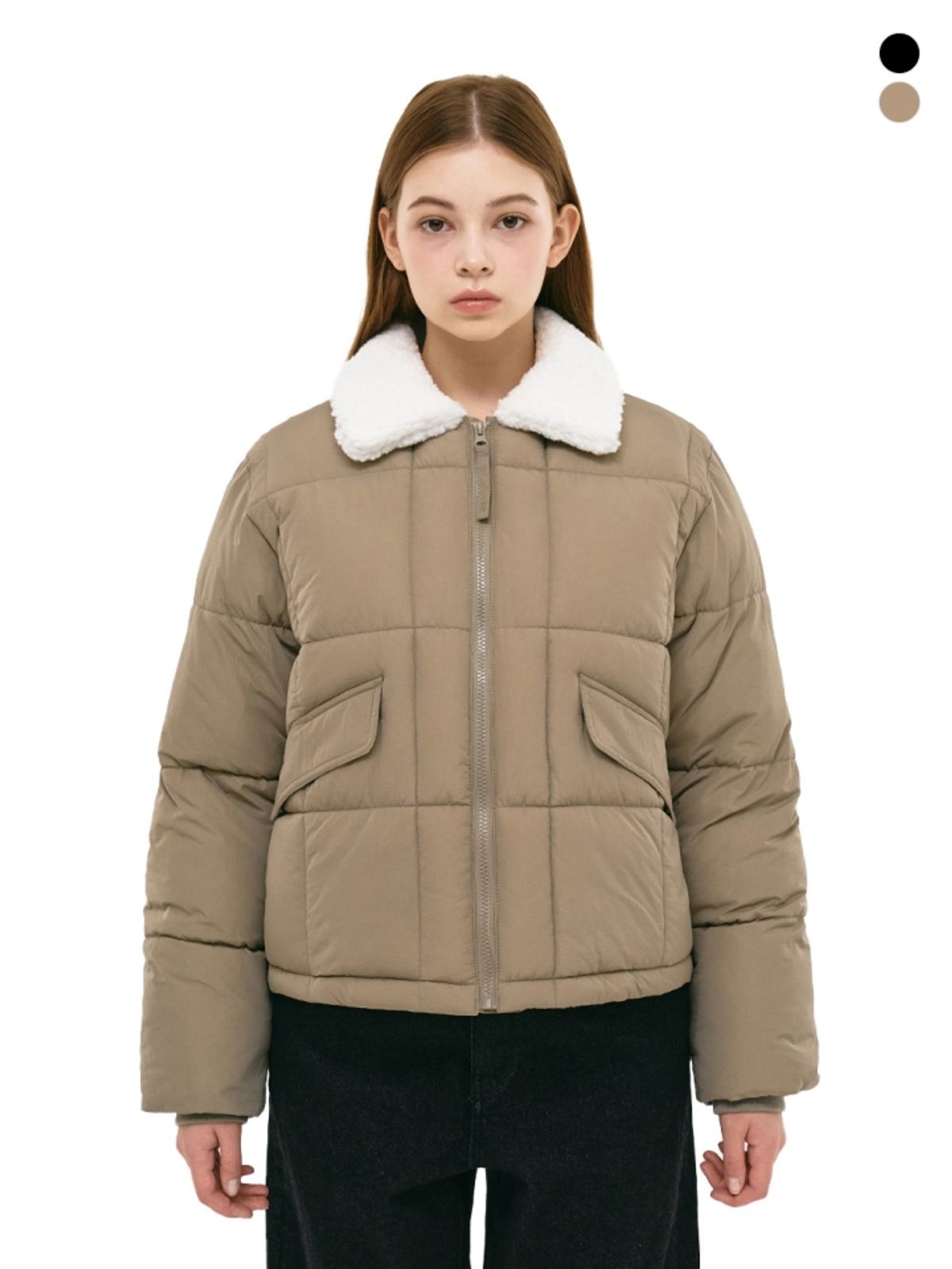 그루브라임(GROOVE RHYME) (W) BOA FUR COLLAR QUILTED PADDING (LRSWCUP911M)