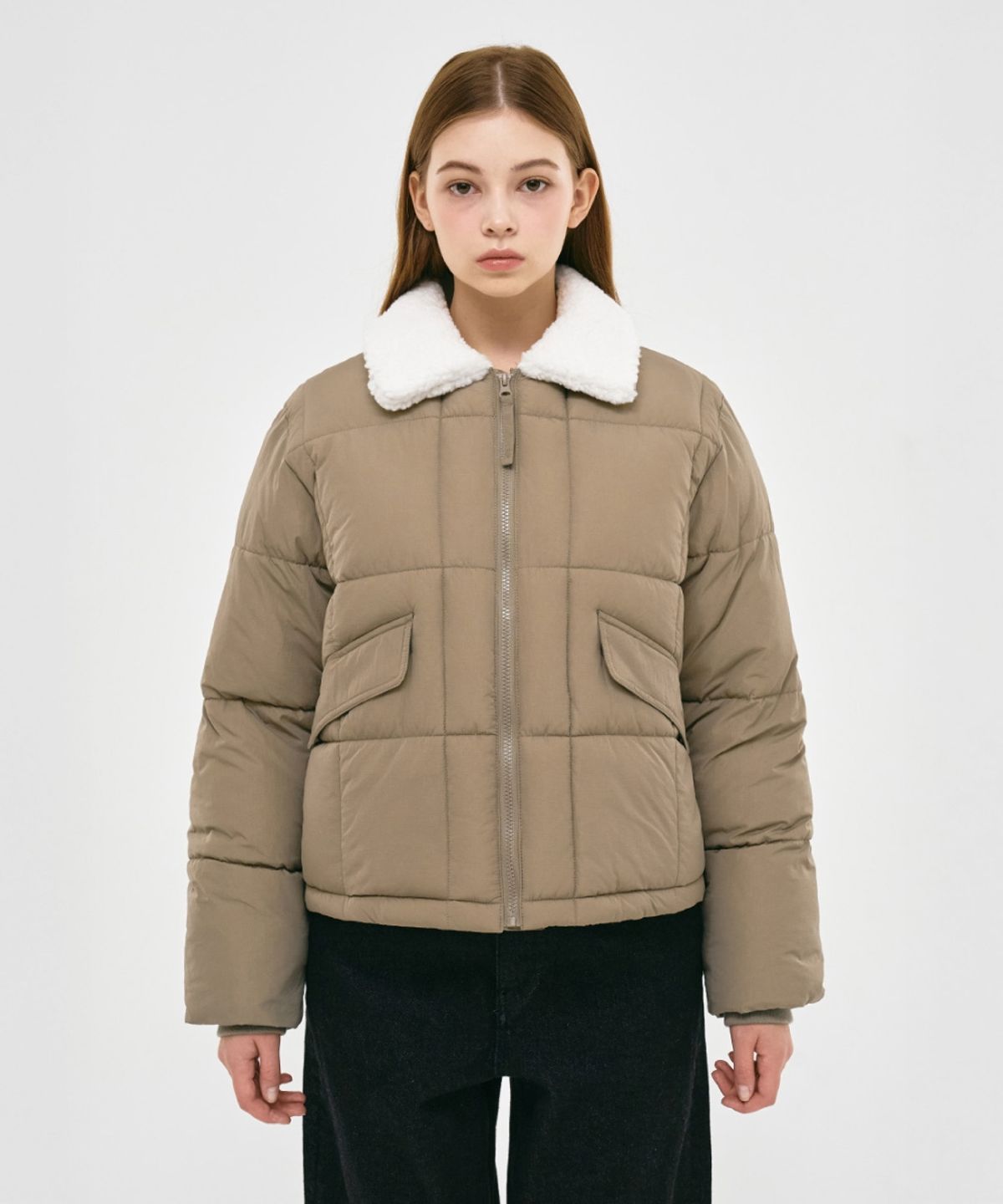 그루브라임(GROOVE RHYME) (W) BOA FUR COLLAR QUILTED PADDING (LRSWCUP911M)
