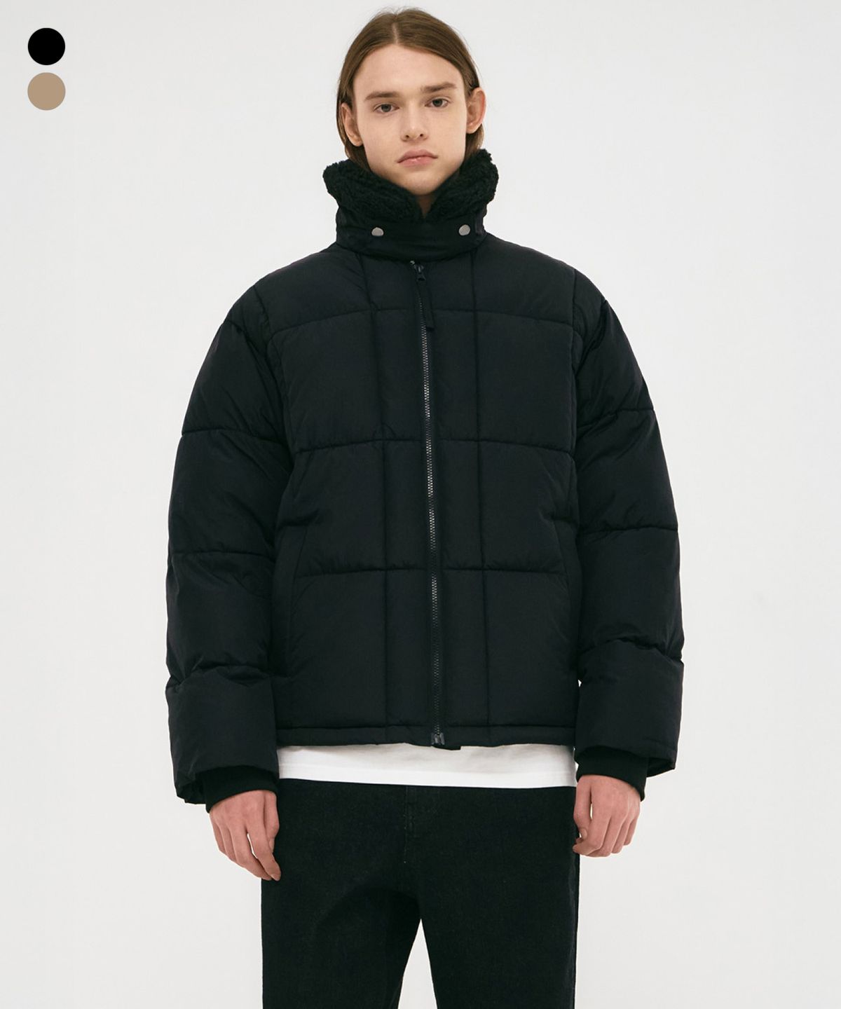 그루브라임(GROOVE RHYME) BOA FUR COLLAR QUILTED PADDING (LRSWCUP910M)