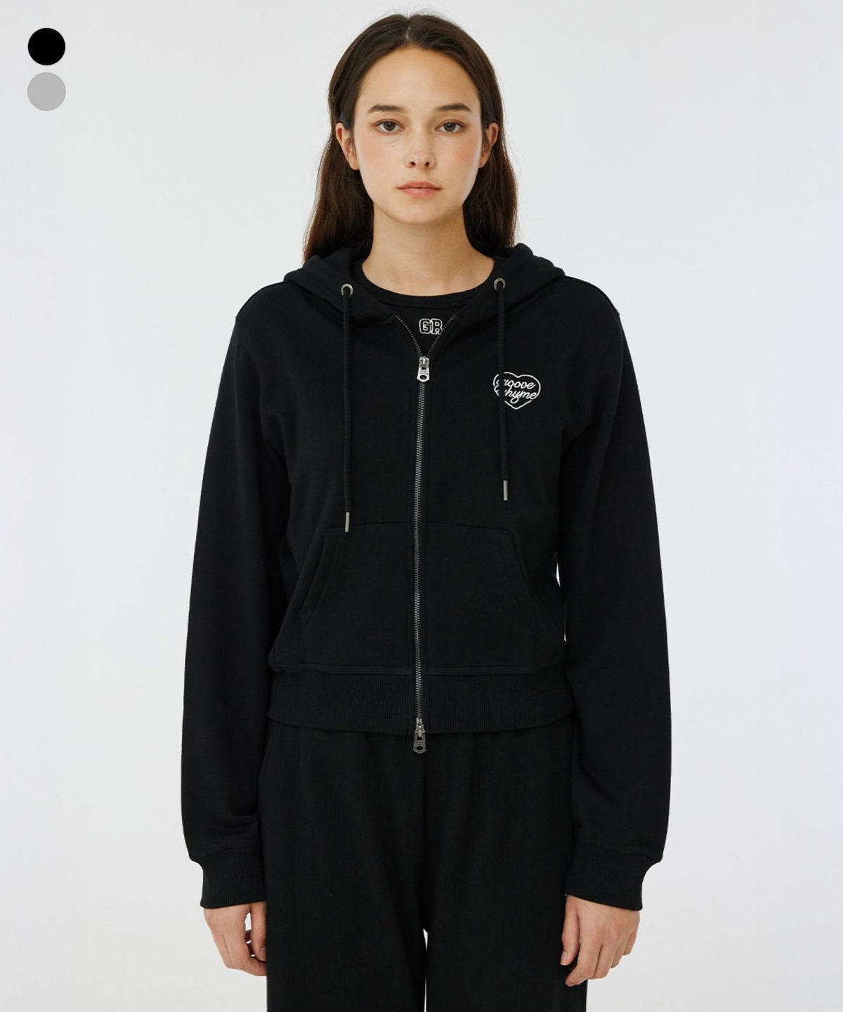 그루브라임(GROOVE RHYME) (기모) (W) HEART HOOD ZIP-UP (LRSWCTZ917M)