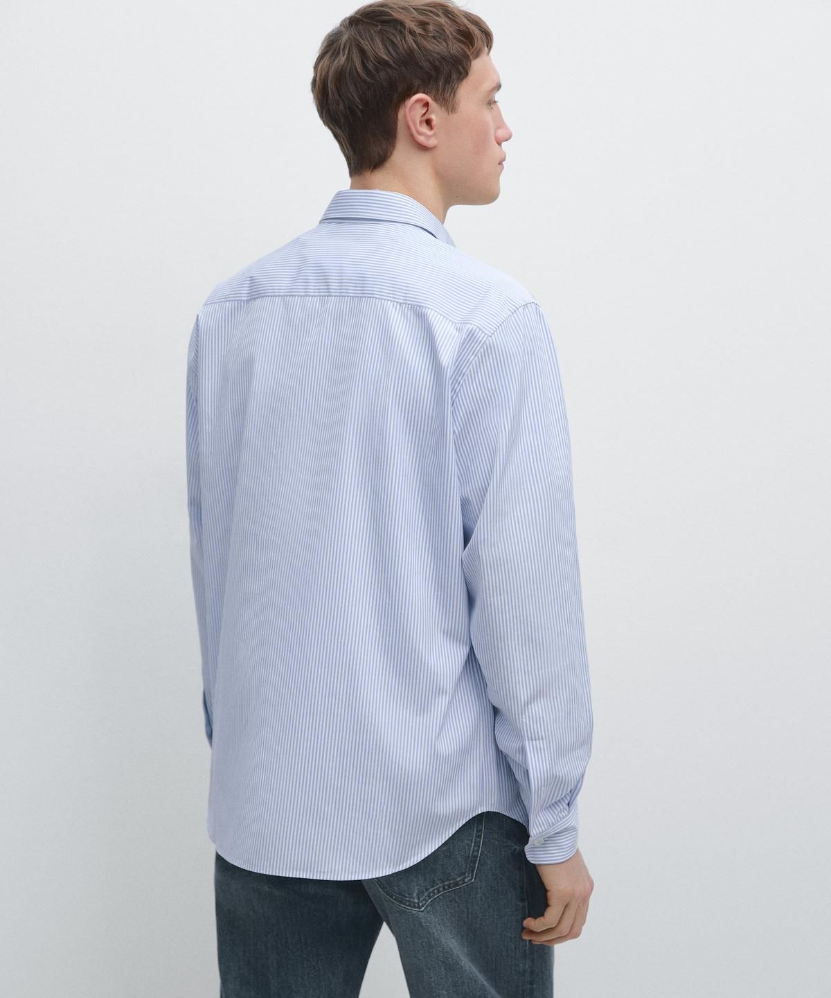 마시모두띠(MASSIMO DUTTI) 100% 코튼 레귤러핏 스트라이프 셔츠