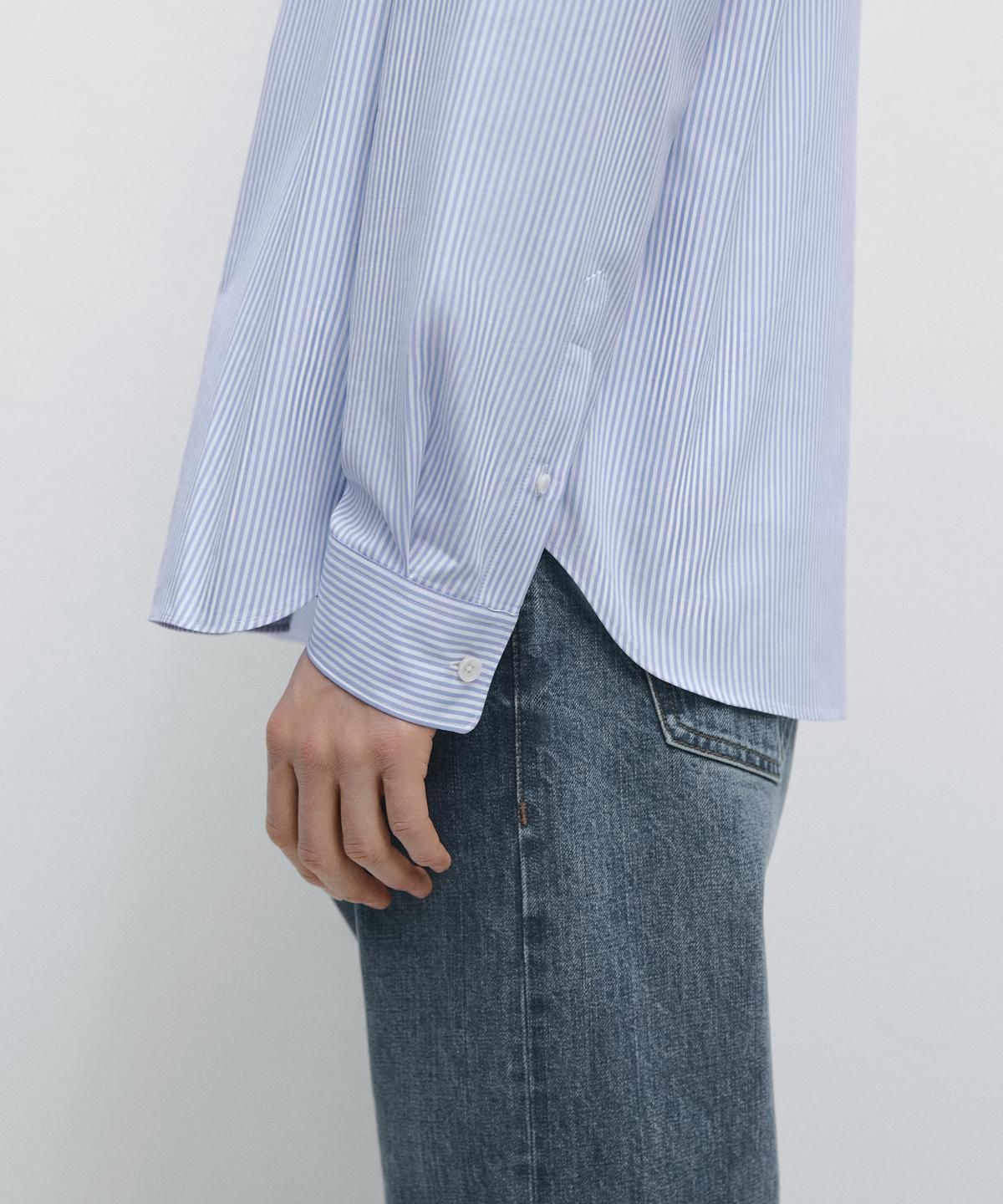 마시모두띠(MASSIMO DUTTI) 100% 코튼 레귤러핏 스트라이프 셔츠