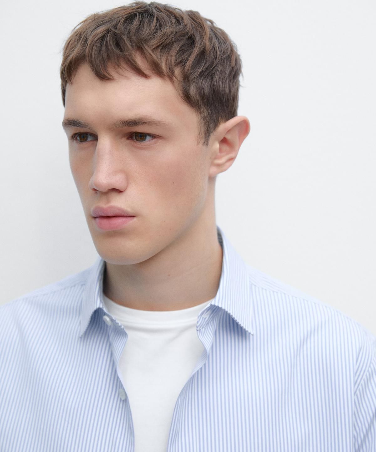마시모두띠(MASSIMO DUTTI) 100% 코튼 레귤러핏 스트라이프 셔츠