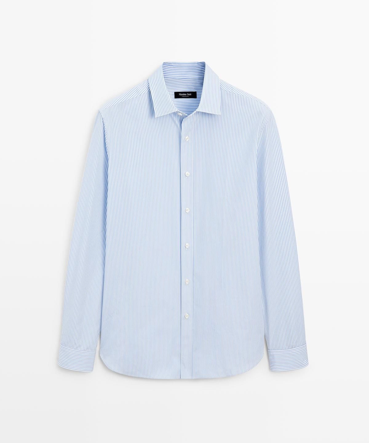 마시모두띠(MASSIMO DUTTI) 100% 코튼 레귤러핏 스트라이프 셔츠