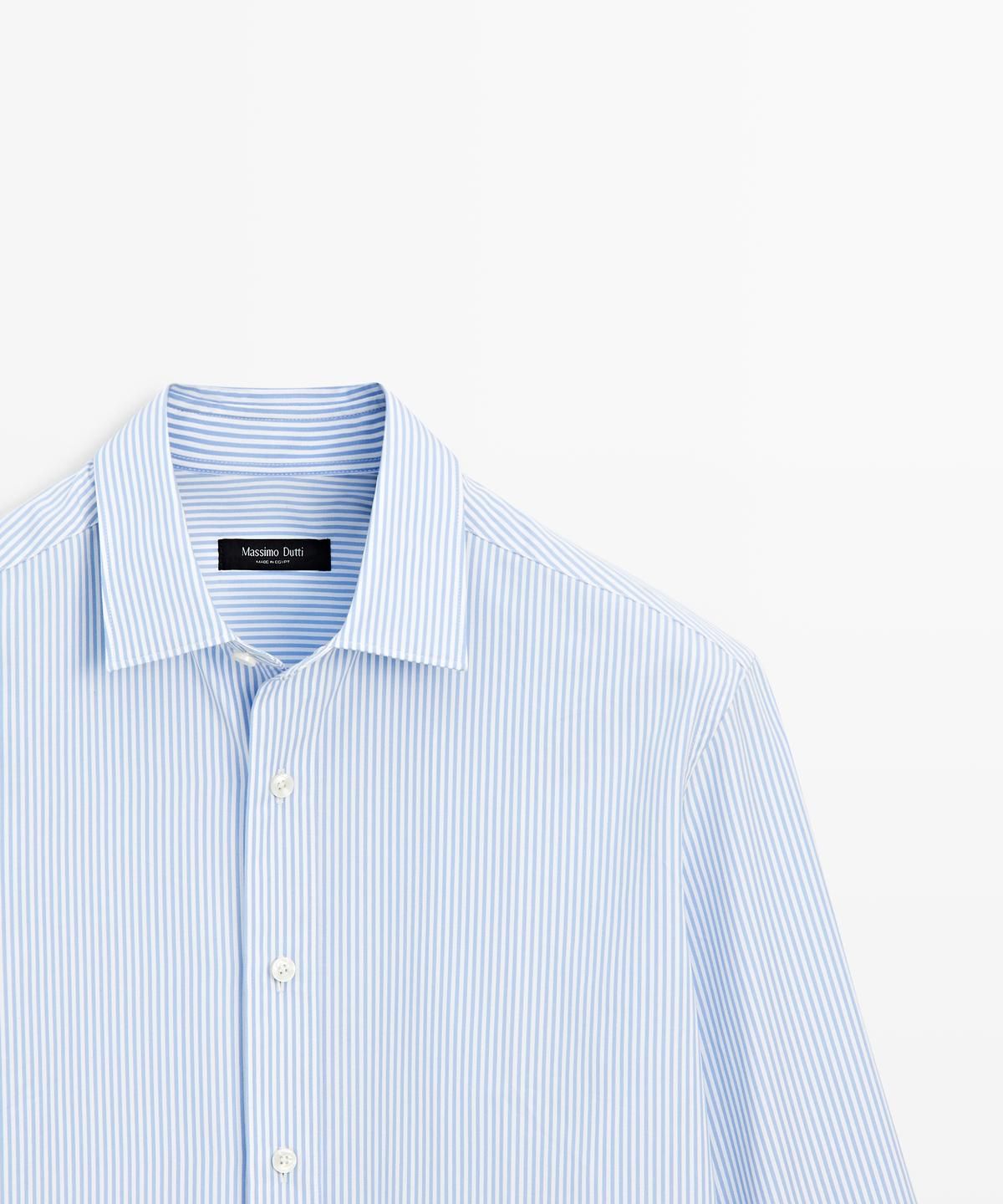 마시모두띠(MASSIMO DUTTI) 100% 코튼 레귤러핏 스트라이프 셔츠