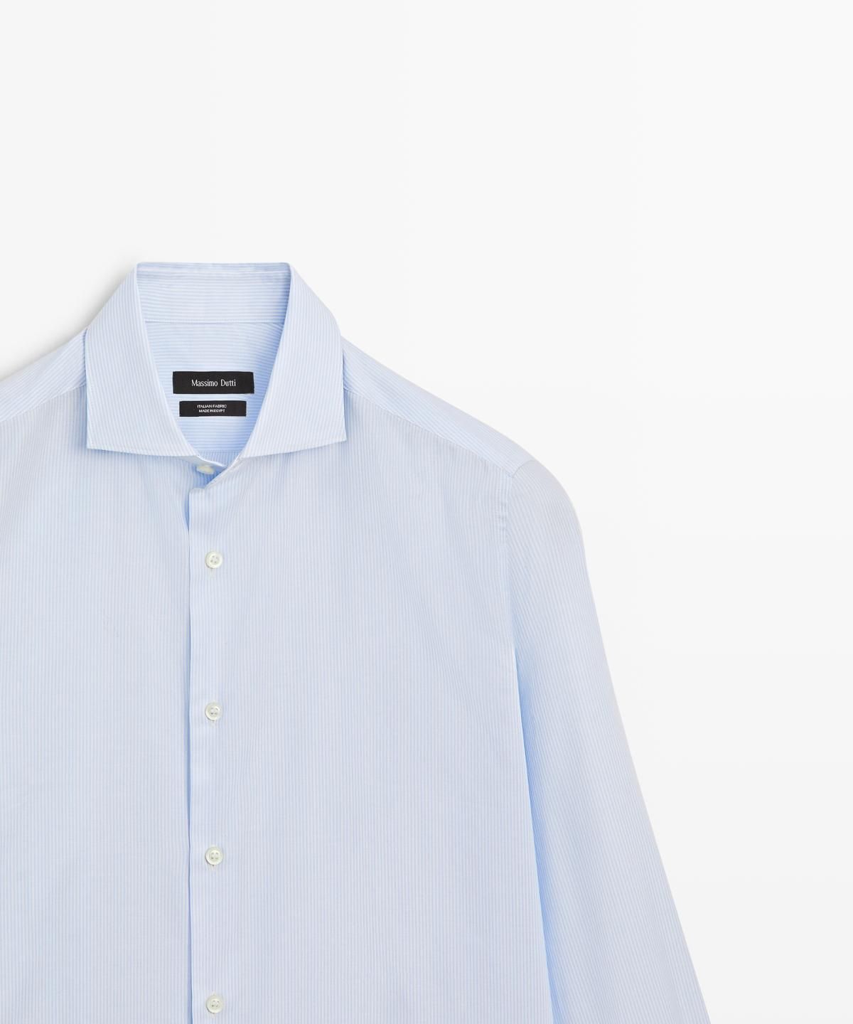 마시모두띠(MASSIMO DUTTI) 100% 코튼 슬림핏 스트라이프 셔츠