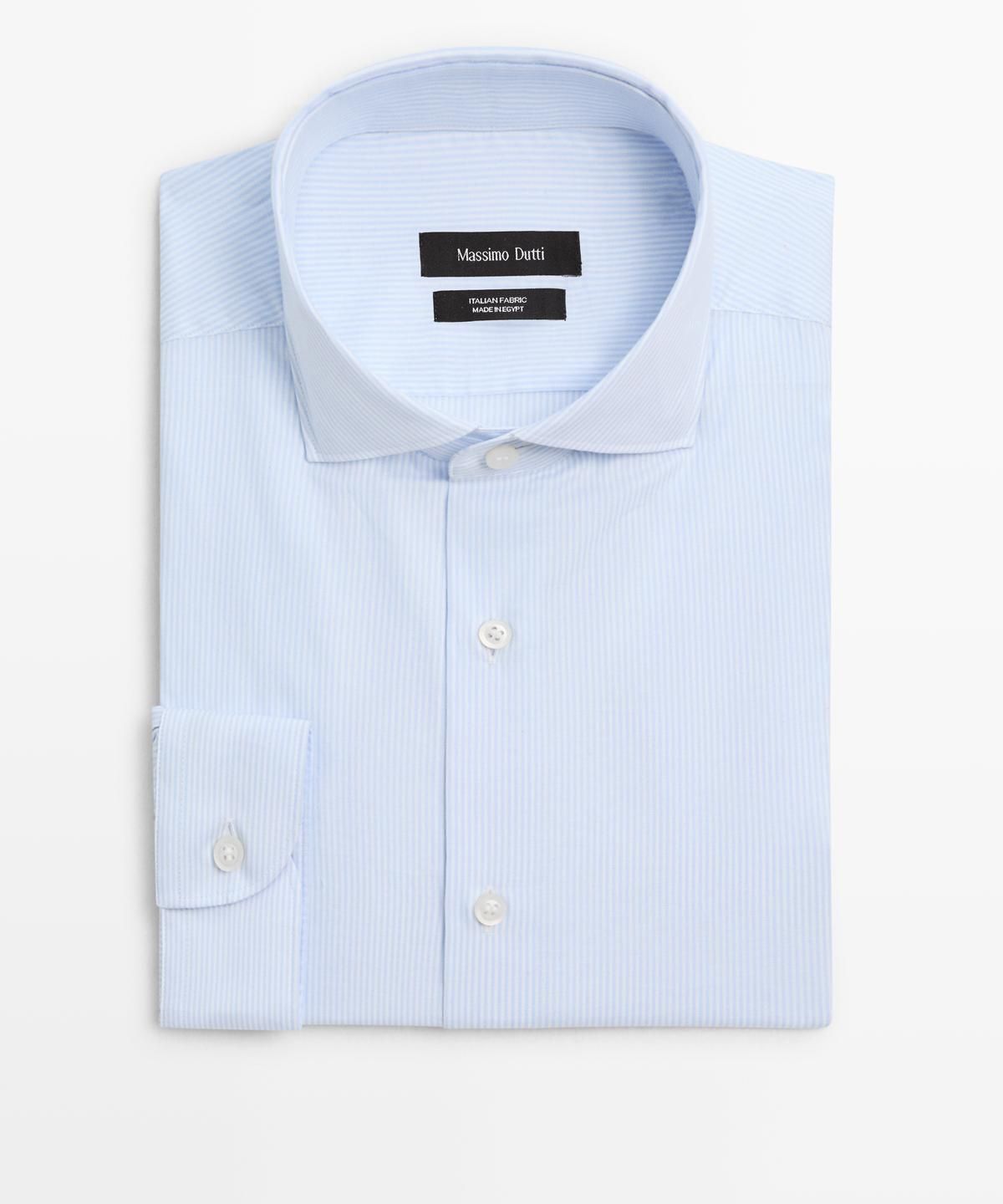 마시모두띠(MASSIMO DUTTI) 100% 코튼 슬림핏 스트라이프 셔츠