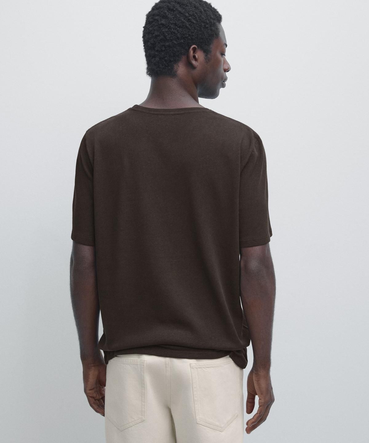 마시모두띠(MASSIMO DUTTI) 린넨 블렌드 반팔 티셔츠