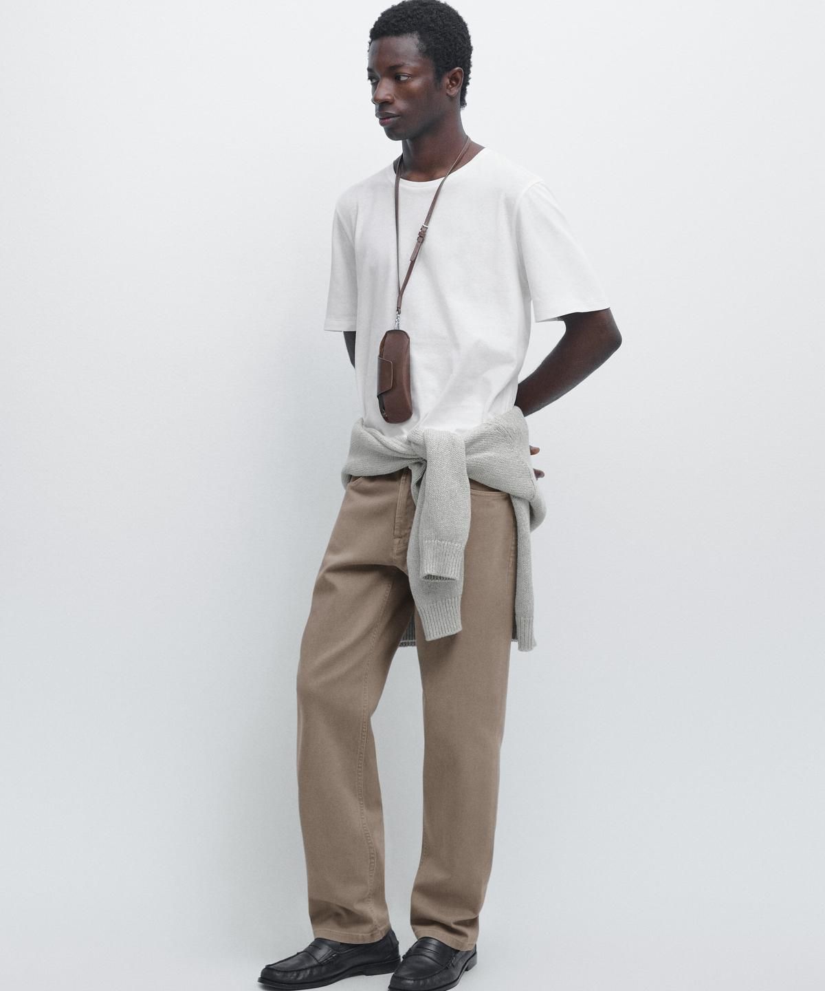 마시모두띠(MASSIMO DUTTI) 린넨 & 코튼 블렌드 반팔 티셔츠