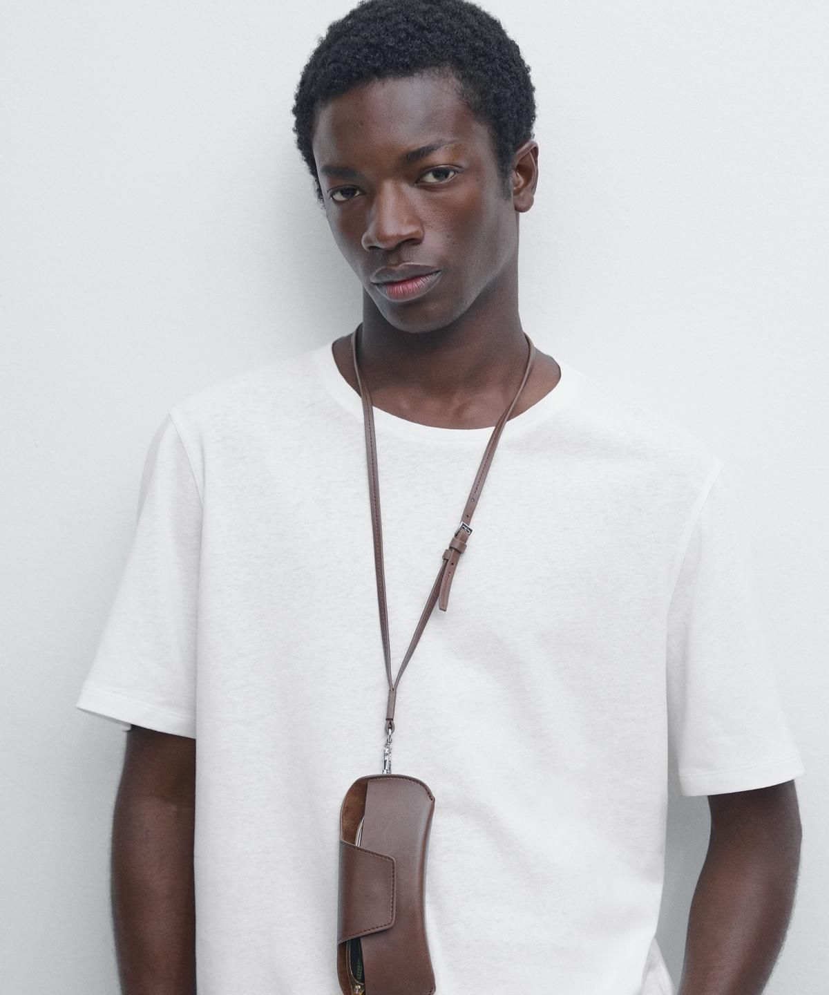 마시모두띠(MASSIMO DUTTI) 린넨 & 코튼 블렌드 반팔 티셔츠