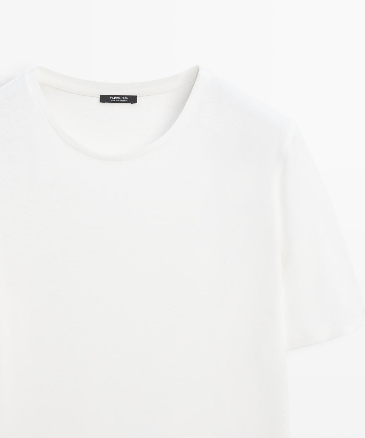 마시모두띠(MASSIMO DUTTI) 린넨 & 코튼 블렌드 반팔 티셔츠