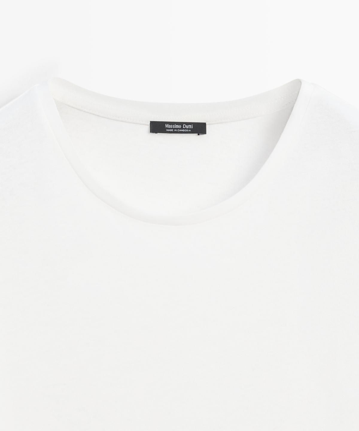 마시모두띠(MASSIMO DUTTI) 린넨 & 코튼 블렌드 반팔 티셔츠