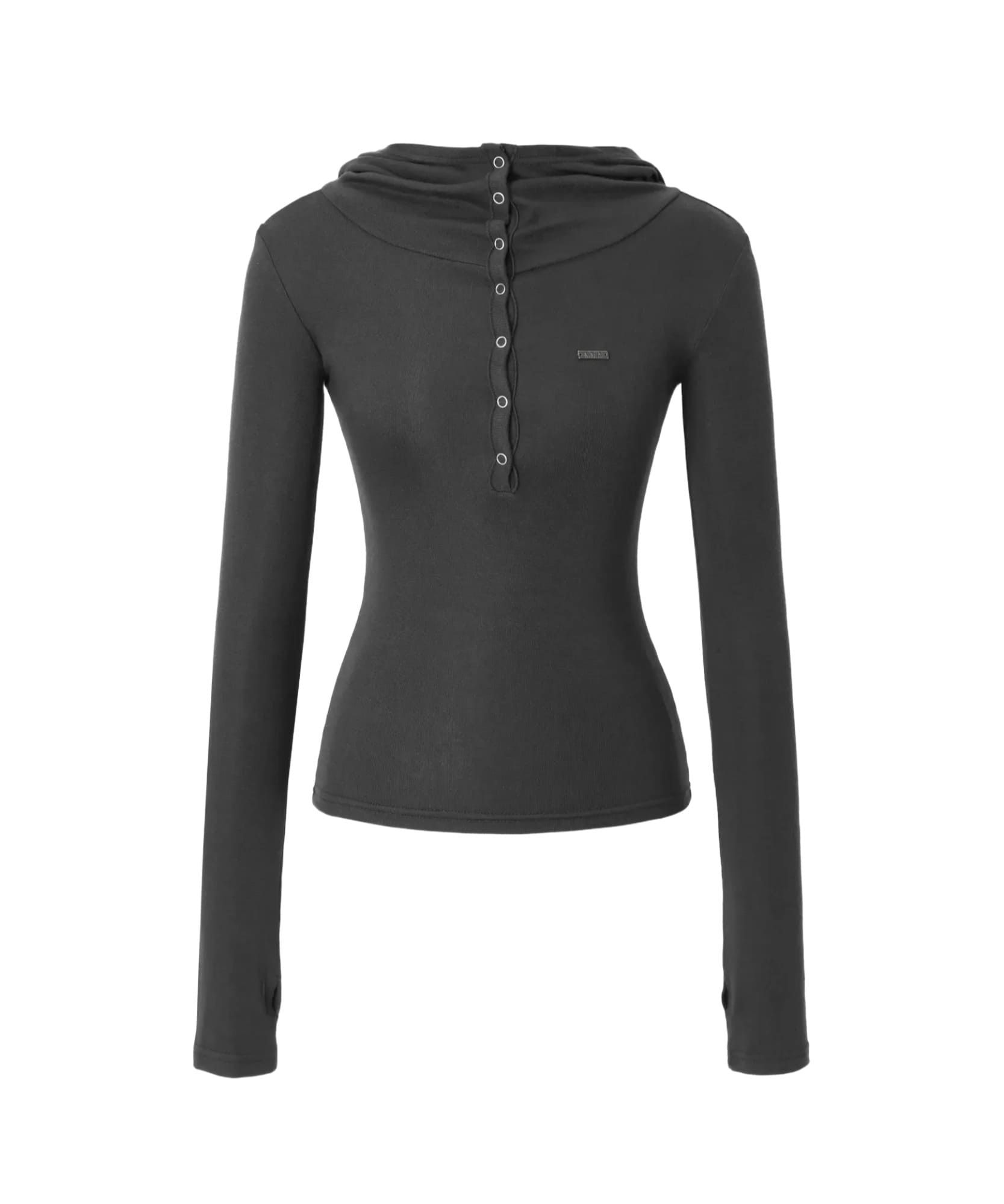 MUSINSA | KHAKIPOINT High-neck Hooded Top (charcoal)