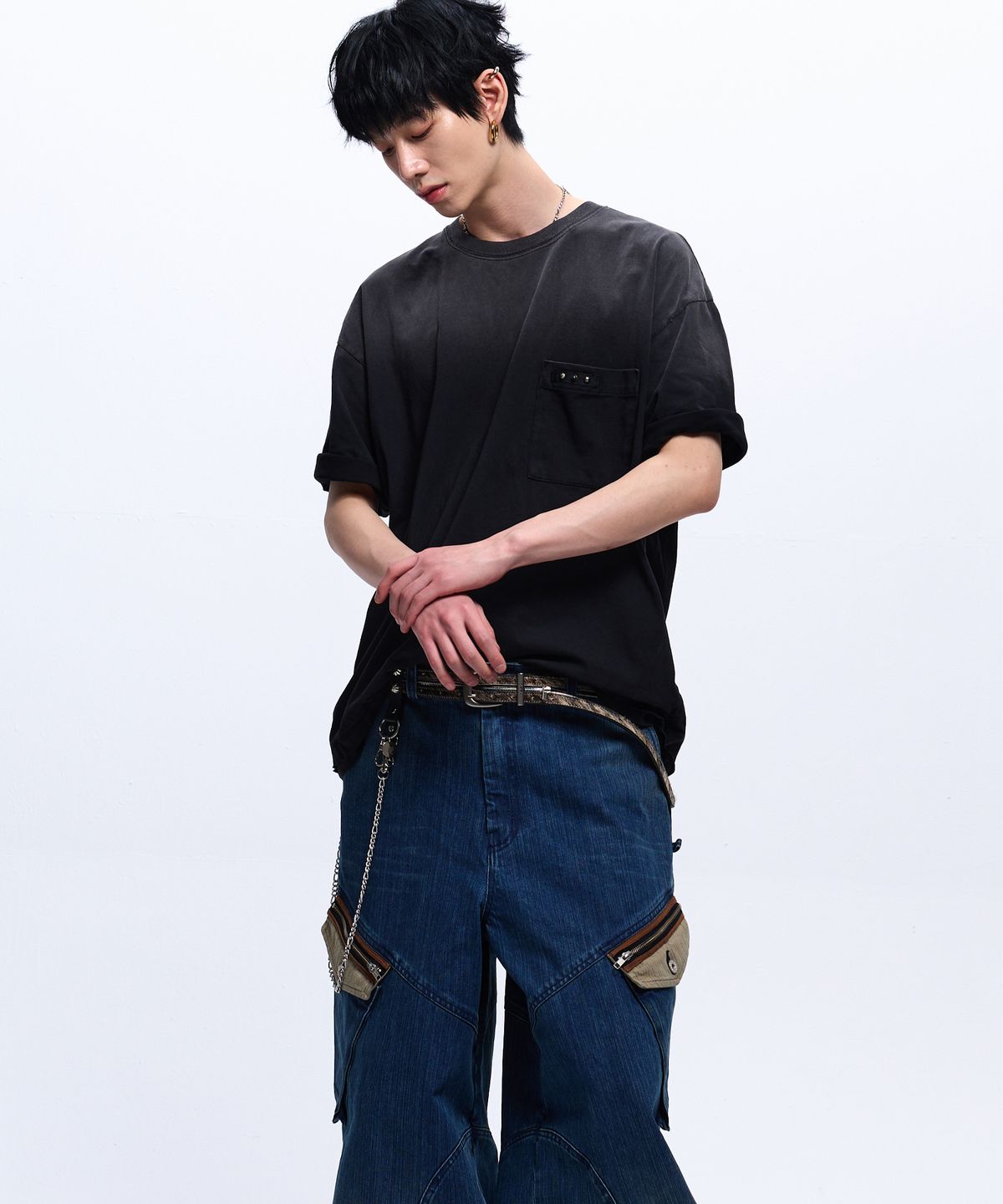 알에스에스씨(RSSC) RIVET POCKET WASHING T-SHIRT - BLACK