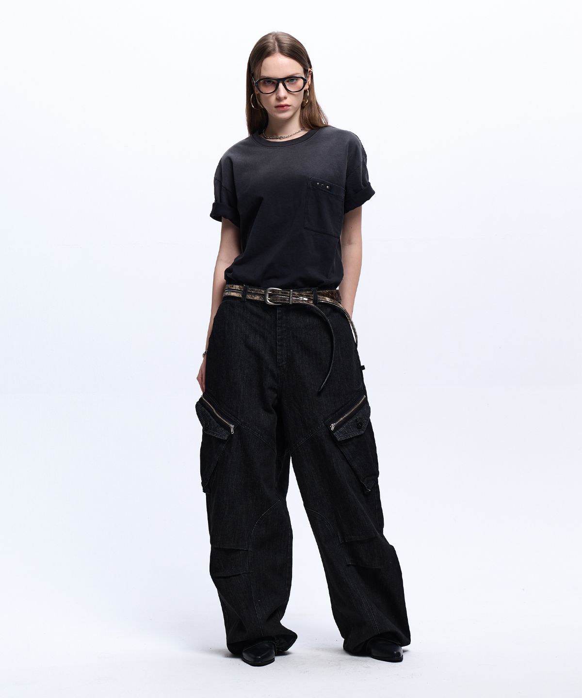 알에스에스씨(RSSC) RIVET POCKET WASHING T-SHIRT - BLACK