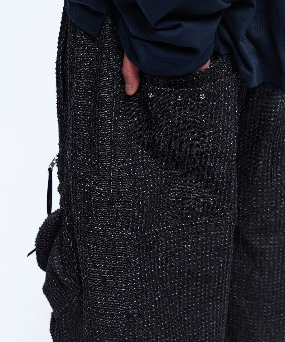 알에스에스씨(RSSC) DOUBLE KNEE CARGO BERMUDA PANTS - BLACK
