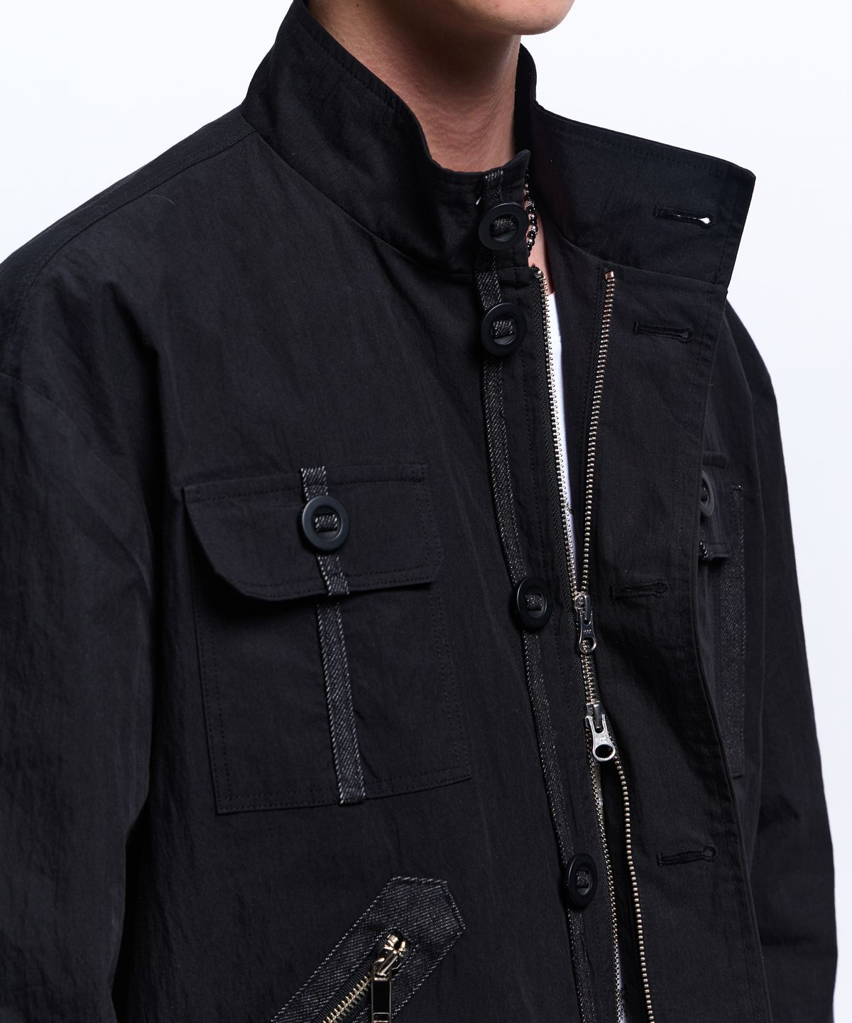 알에스에스씨(RSSC) DENIM MIXED COTTON FIELD JACKET - BLACK