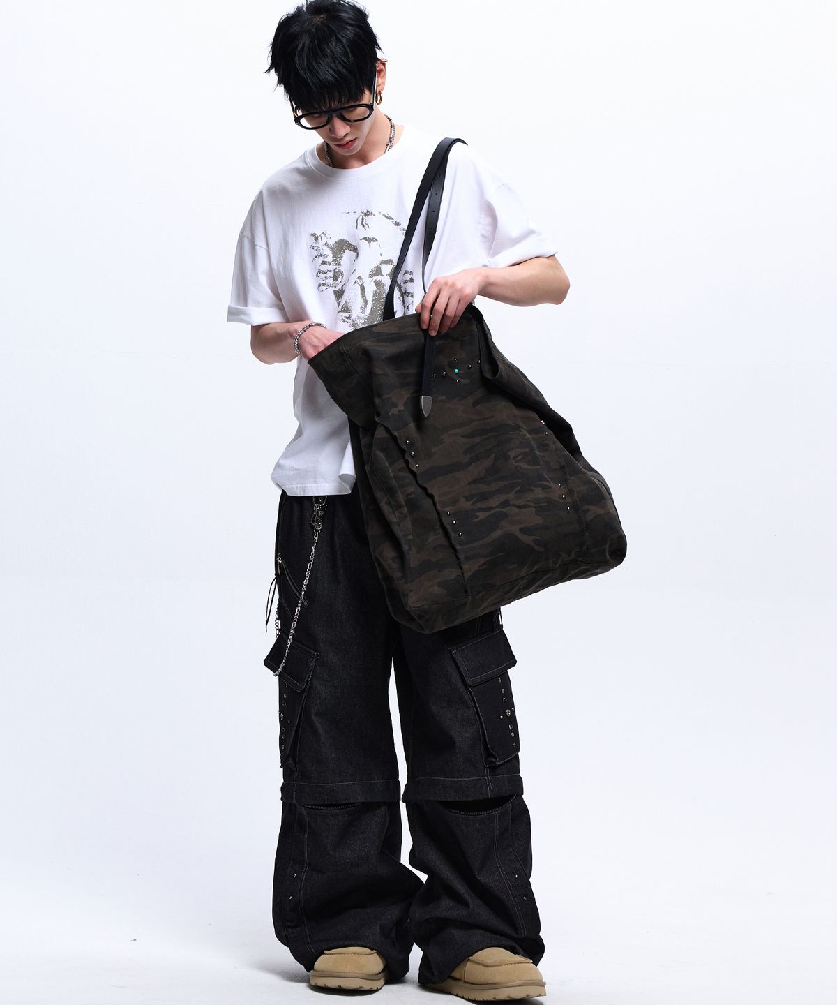 알에스에스씨(RSSC) RIVET BIG SHOULDER BAG - CAMO