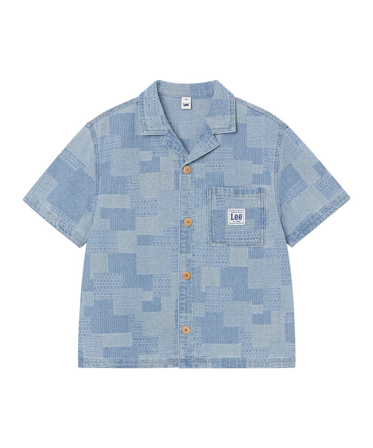 리 키즈(LEE KIDS) 데님 자카드 반팔 셔츠 인디고 LK2602SS90IN